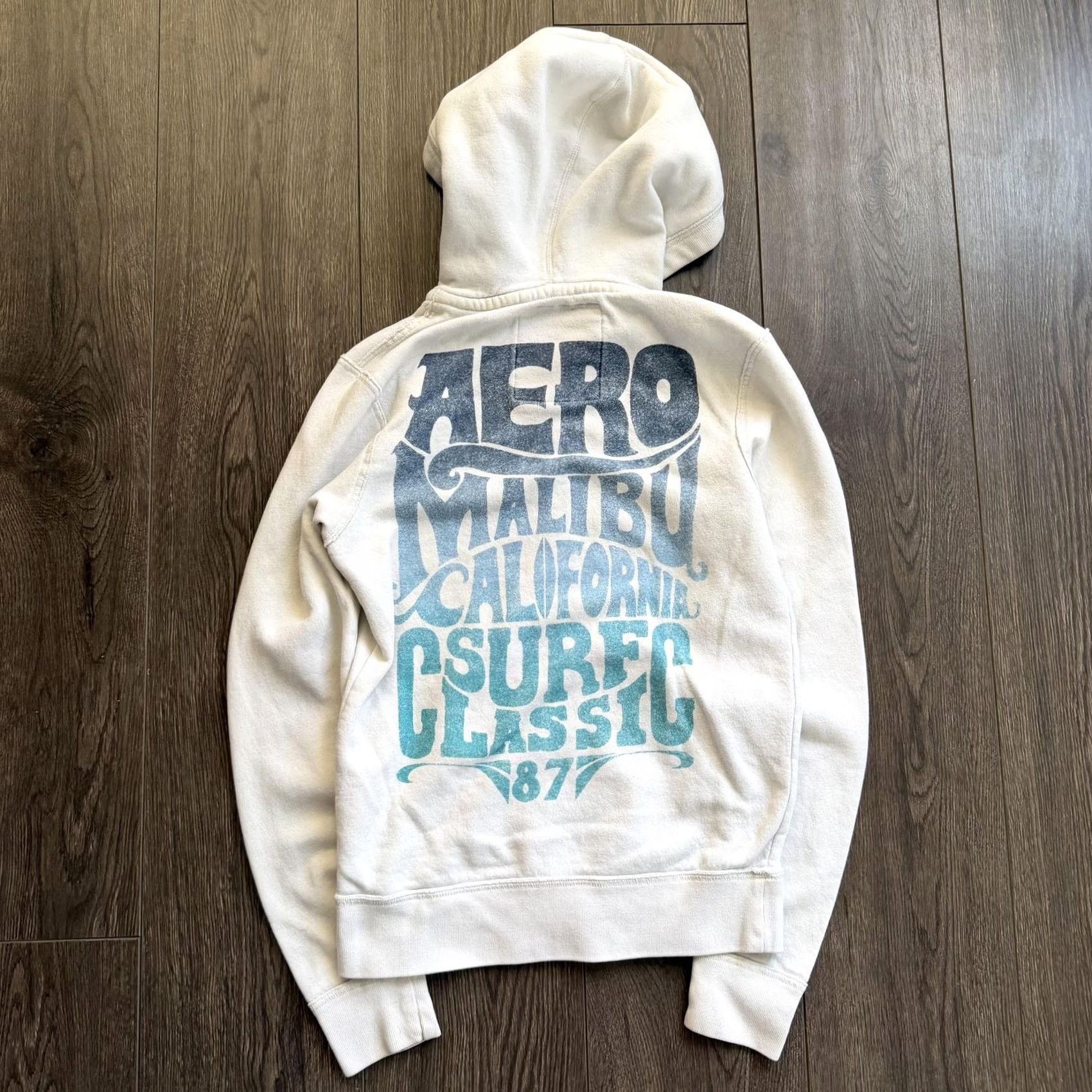 Aeropostale VINTAGE Aeropostale Hoodie White XS Full Zip Malibu Surf 87 Graphic Fleece Womens XS Size XS / US 0-2 / IT 36-38 - 6 Thumbnail