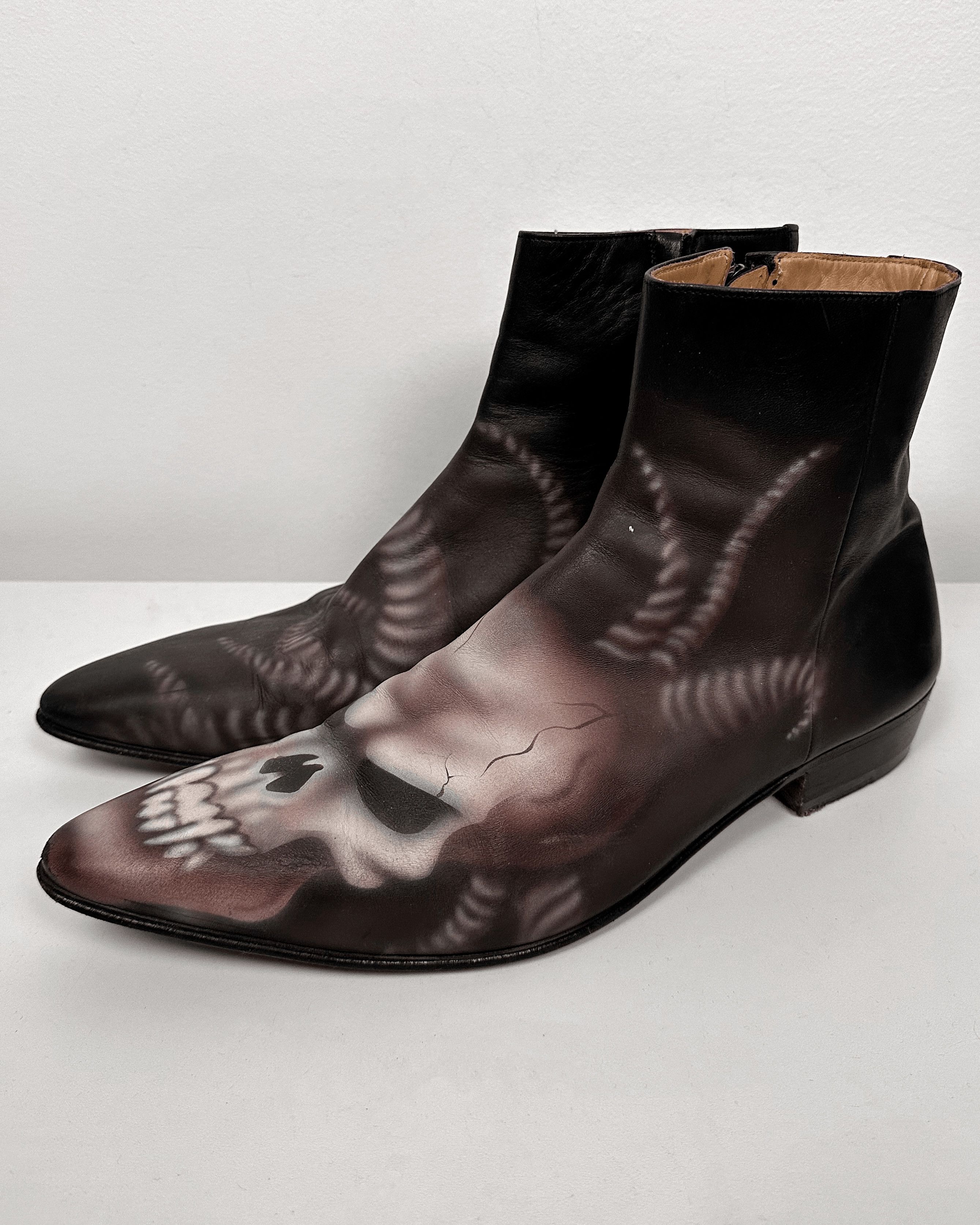 Maison Margiela Maison Martin Margiela Skull Hand-Painted Boots Size US 12.5 / EU 45-46 - 6 Thumbnail
