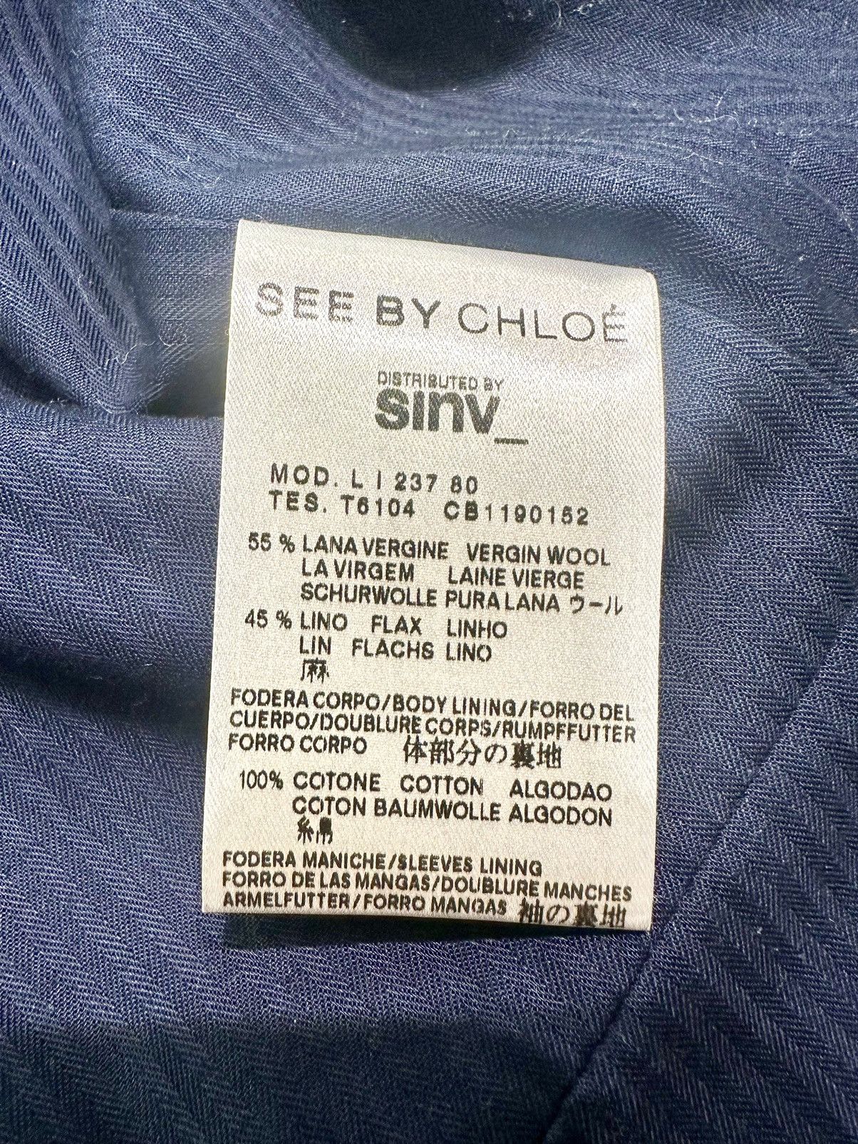 See by Chloe See By Chloe Navy Fitted Blazer Size XS / US 0-2 / IT 36-38 - 9 Thumbnail