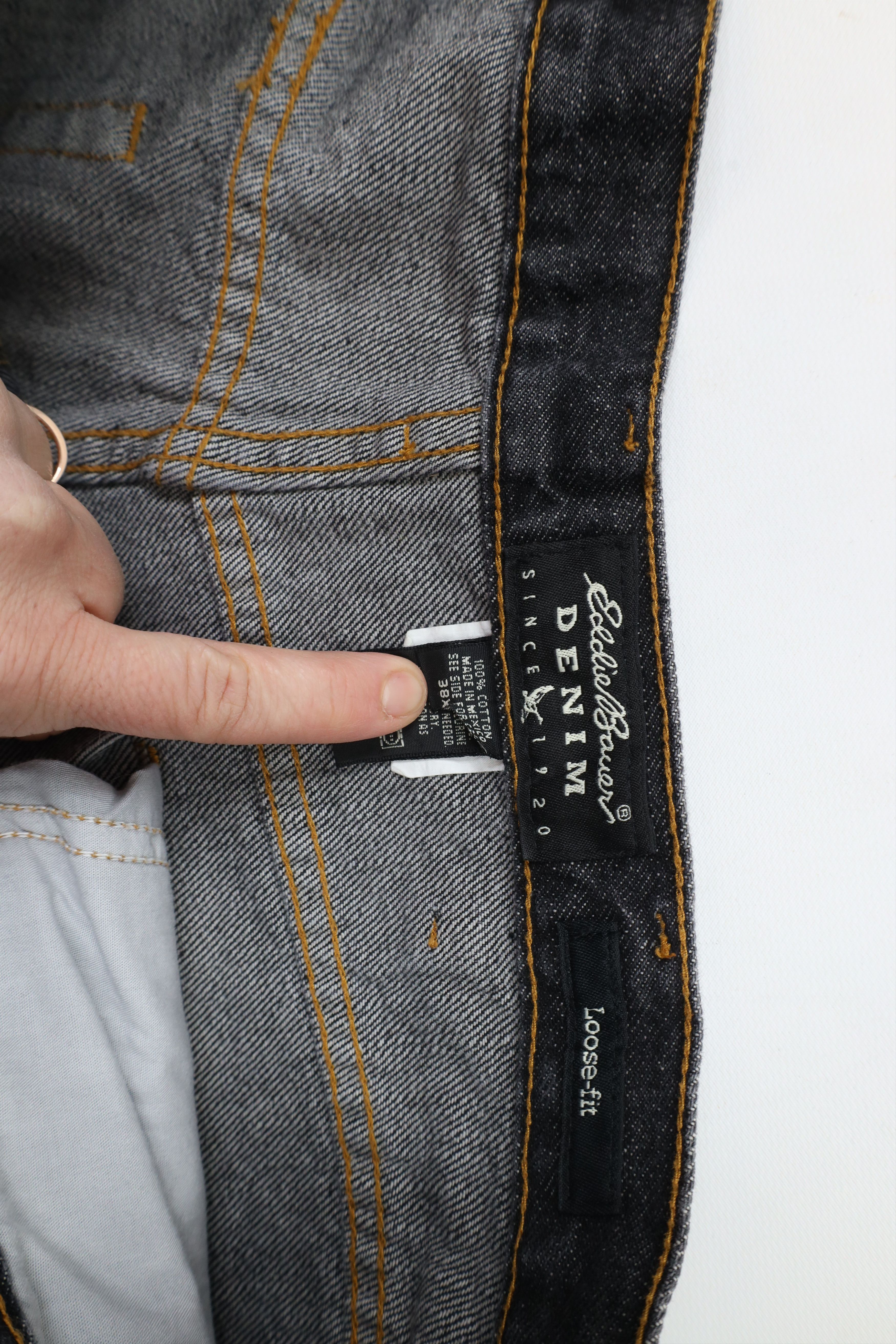 Eddie Bauer × Vintage Vintage 90s Eddie Bauer Loose Fit Wide Leg Denim Jeans Black Size US 38 / EU 54 - 6 Thumbnail