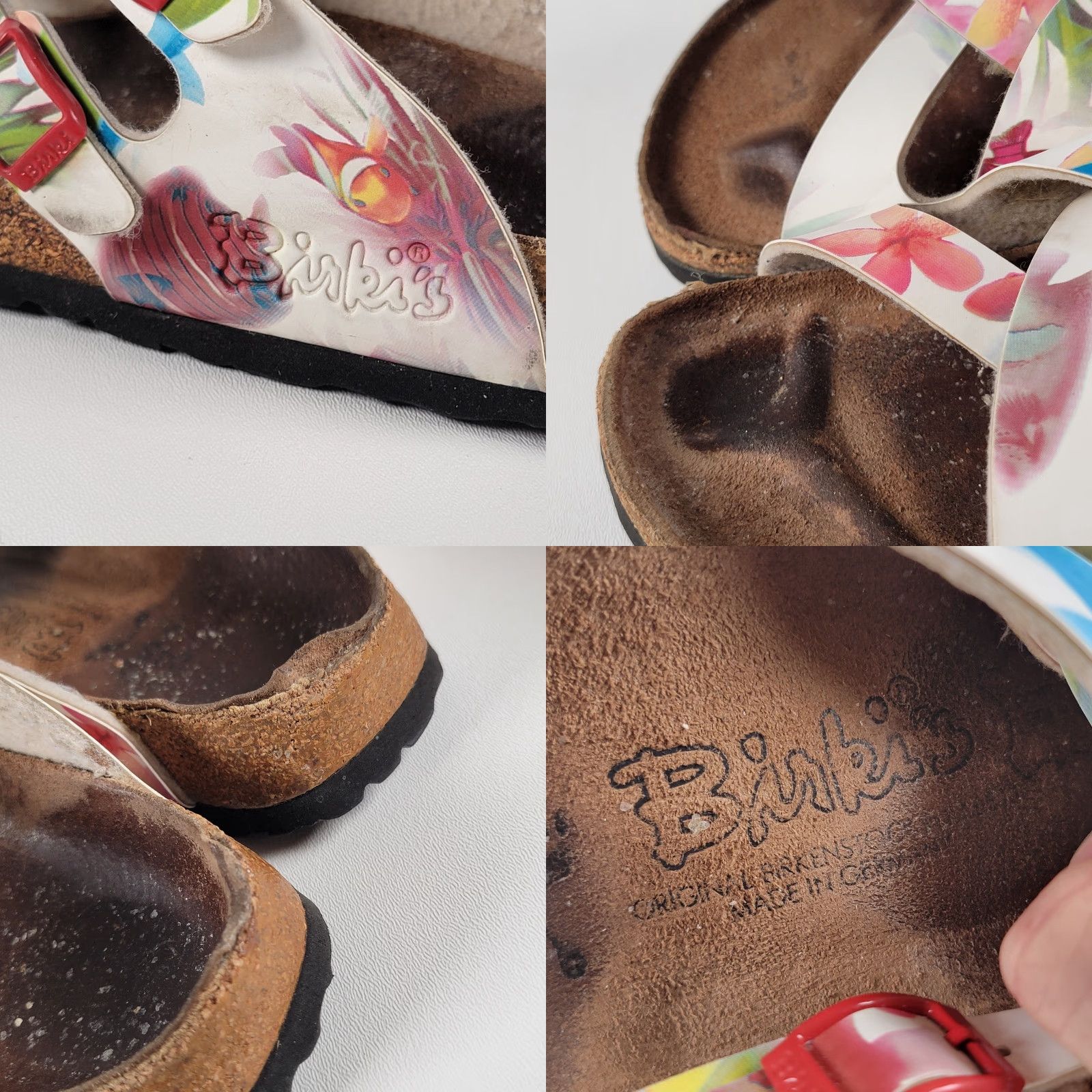 Birkenstock Birkenstock Birki's Sandals 240 White Slip On Leather Cork Adjustable Strap Women 7 US 37 EU 38 Slide Flat Pattern Solid Size US 7 / IT 37 - 8 Thumbnail