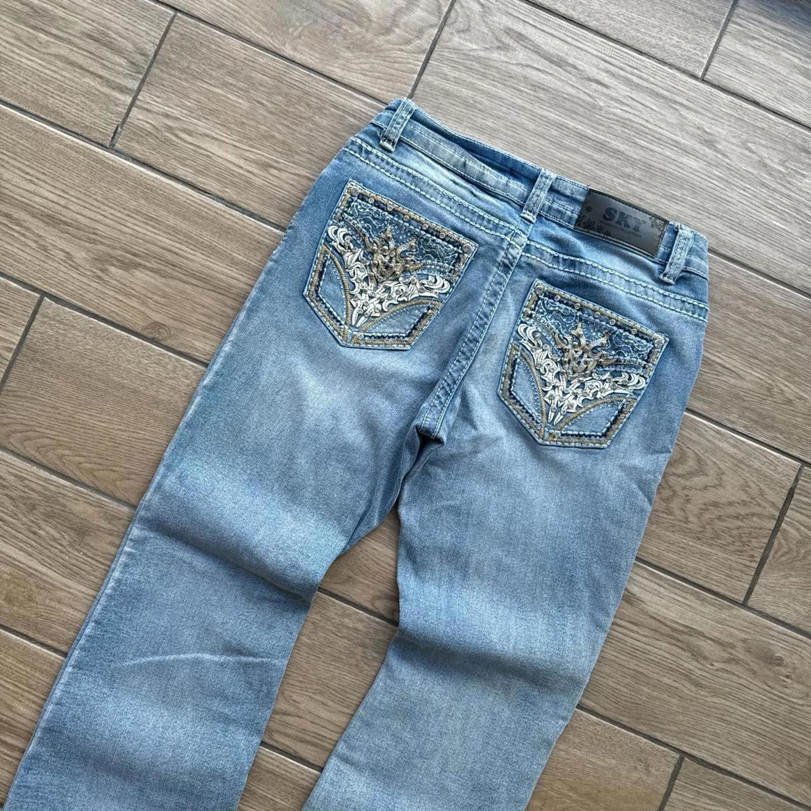 Other Y2K Sky Flared Denim Embroidered 00s Jeans Size 30" / US 8 / IT 44 - 4 Thumbnail