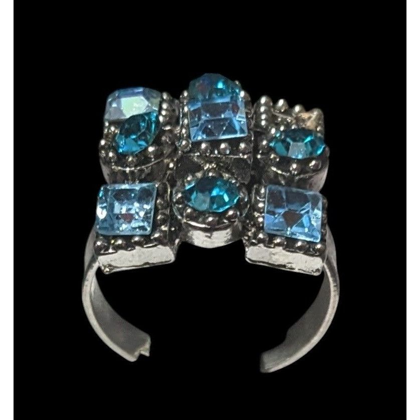 Other Vintage Blue And Silver Tone Signed Adjustable Statement Rin Size ONE SIZE - 12 Thumbnail