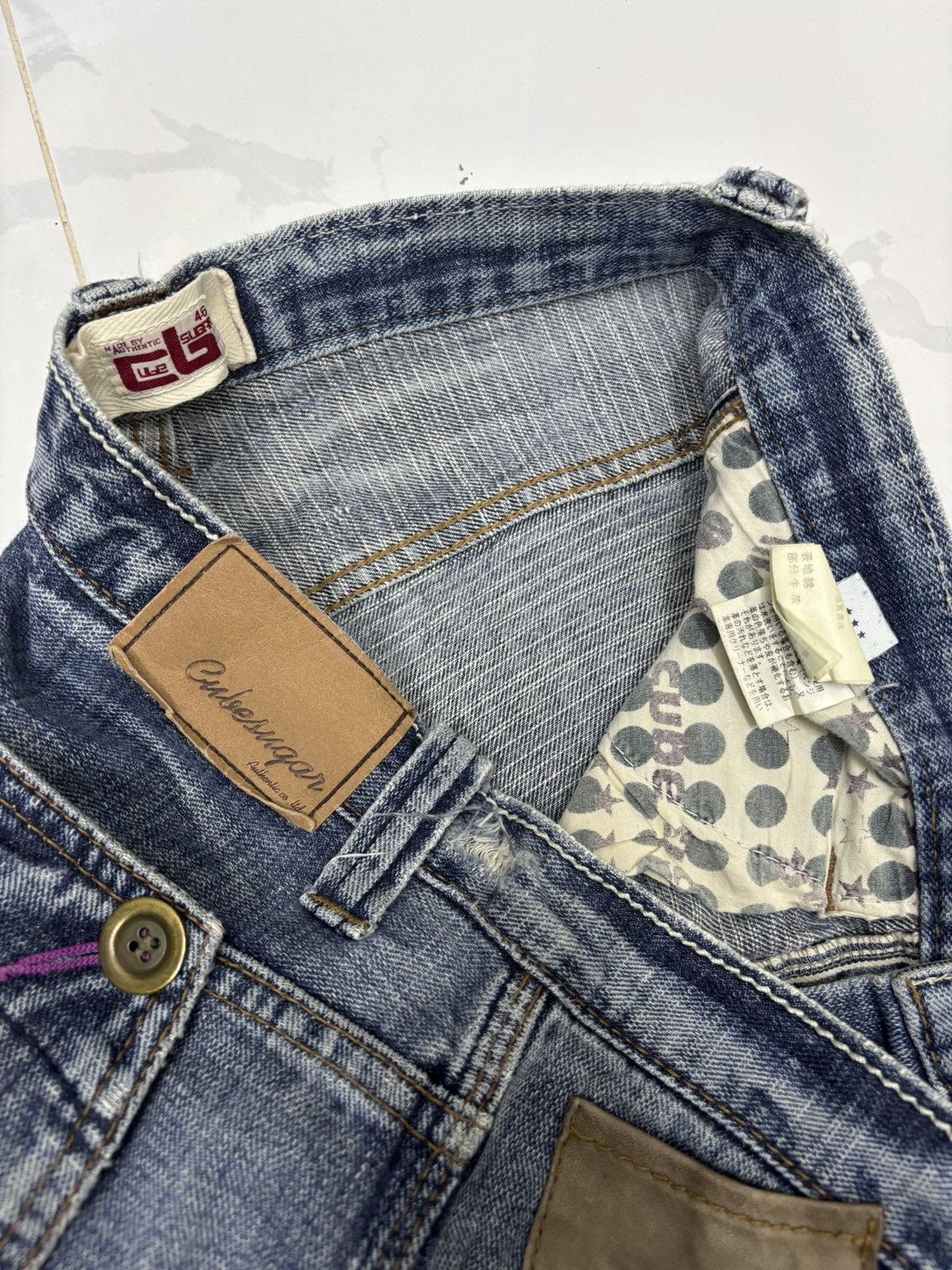 Hysteric Glamour × Le Grande Bleu (L.G.B.) × Tornado Mart Vintage Japanese Rare Pocket Double Cube Sugar Distress Jean Size US 31 - 13 Thumbnail