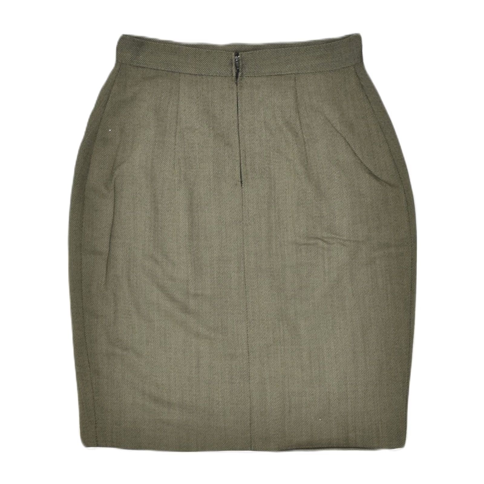 Vintage VINTAGE Womens Pencil Skirt W26 Small Khaki Wool Size 26" / US 2 / IT 38 - 2 Thumbnail