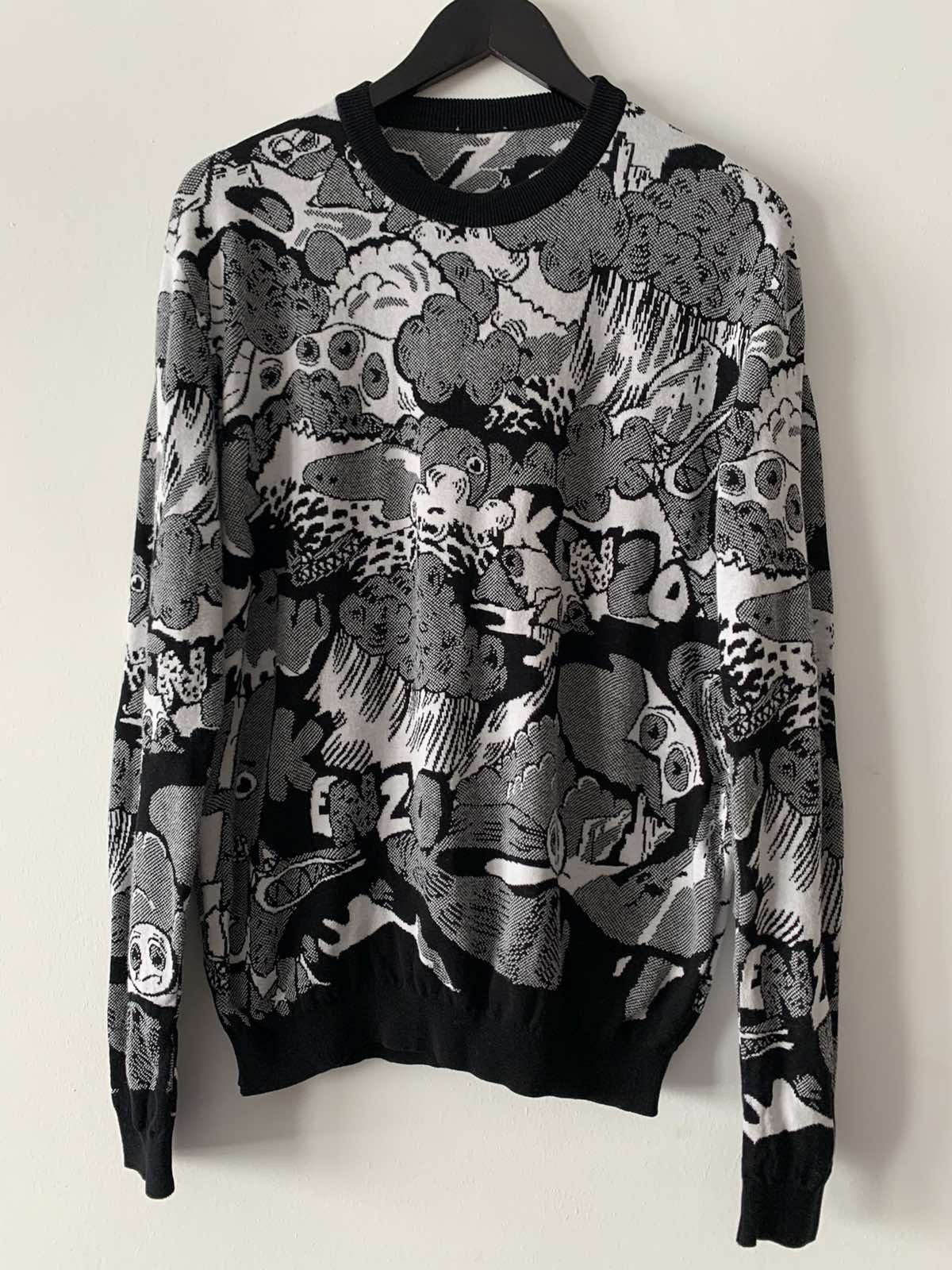 image of Kenzo Cartoon Cotton Jacquard Sweater in Black, Men's (Size Medium)