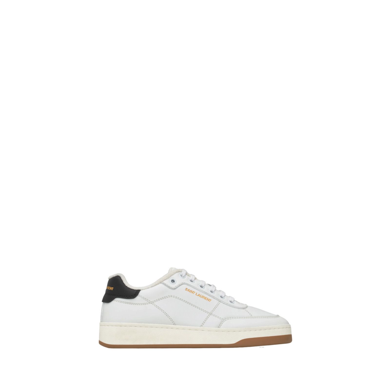 Saint Laurent SL/61 $880 White/Honey Leather Sneakers New An