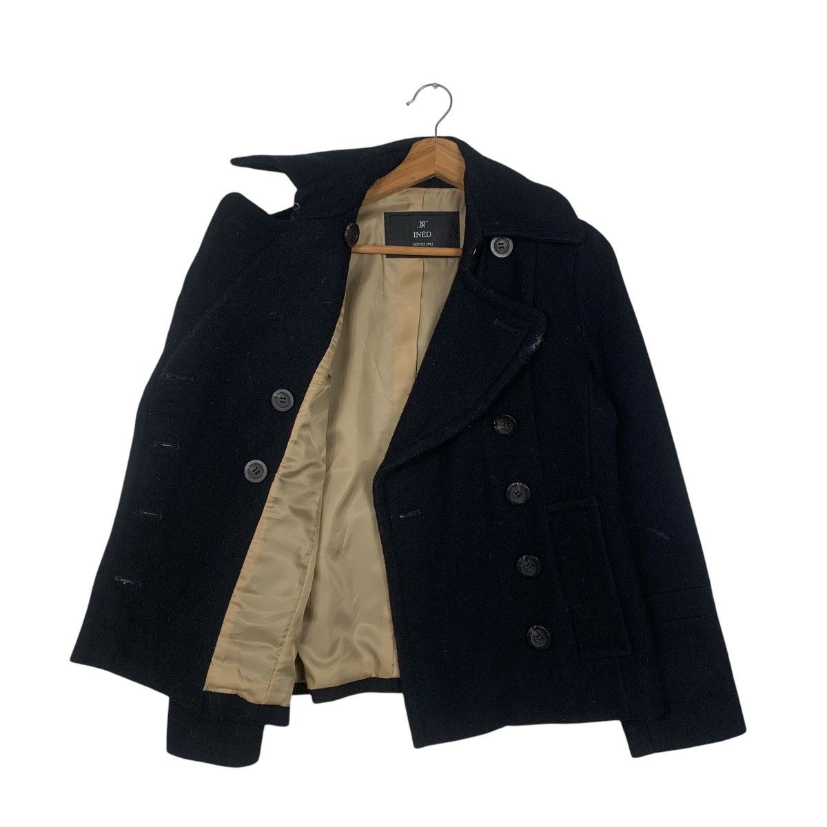 Japanese Brand INED Double Collar Double Breasted Wool Coat #1816-C20 Size S / US 4 / IT 40 - 9 Thumbnail