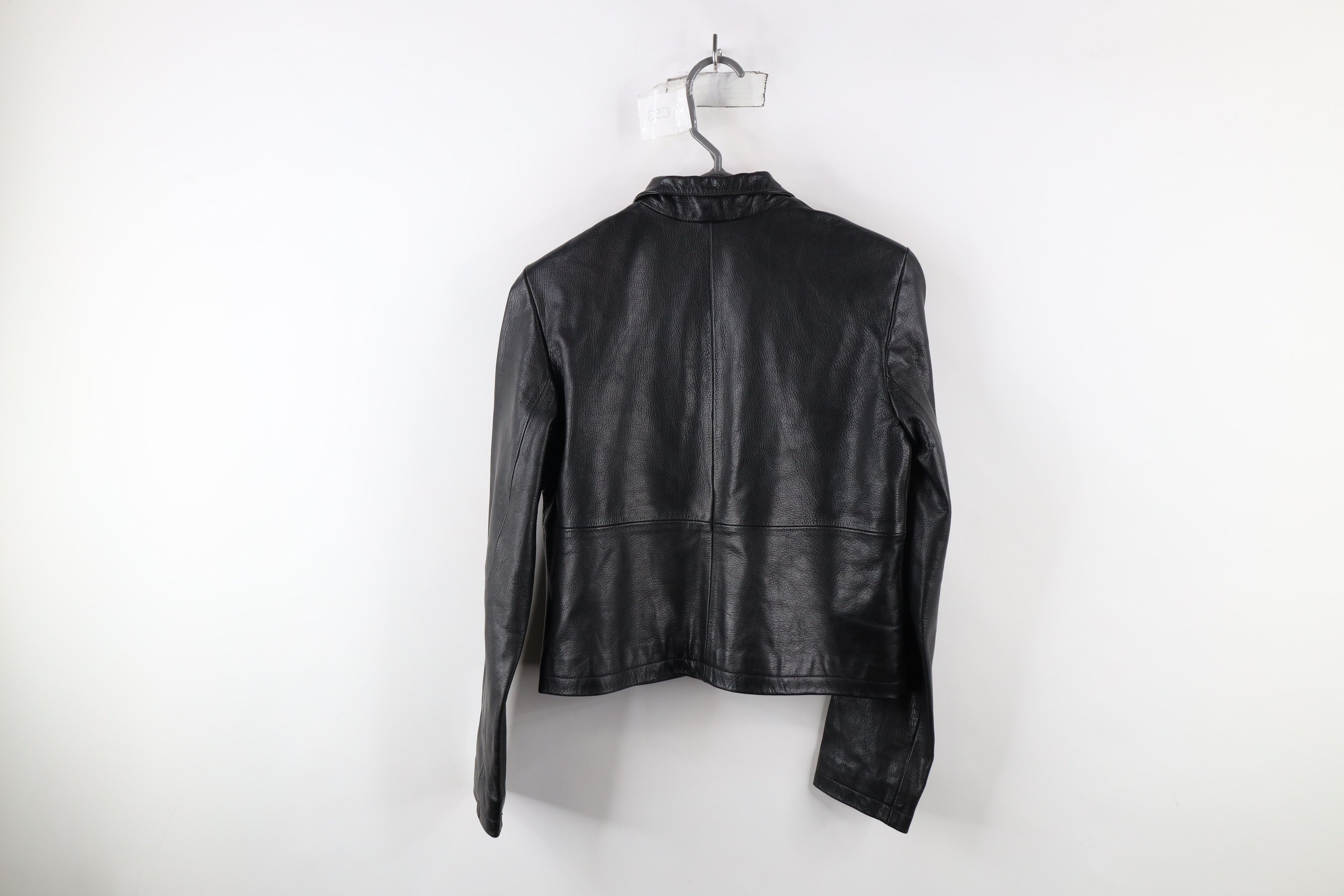 Esprit × Vintage Vintage 90s Esprit Cropped Leather Cafe Racer Bomber Jacket Size XS / US 0-2 / IT 36-38 - 9 Thumbnail