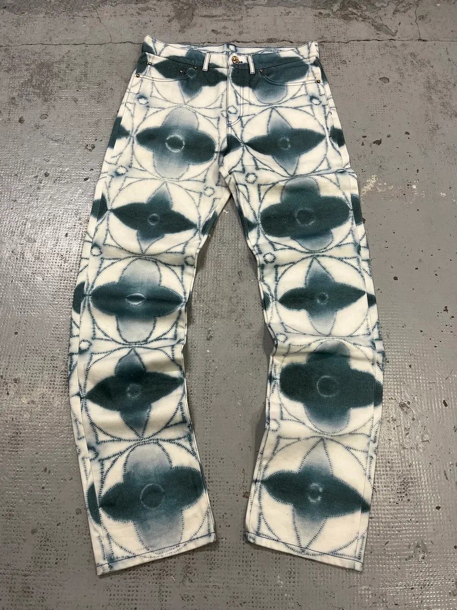 Louis Vuitton Louis Vuitton Blurred Logo Cream & Blue Pants Size US 32 / EU 48 - 5 Thumbnail