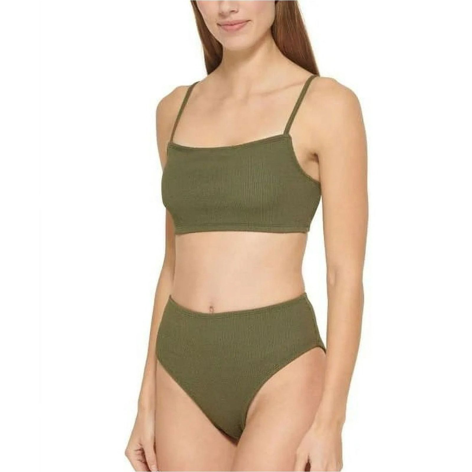 DKNY DKNY Women Green Textured Bralette Swim Bikini Top Size S Size ONE SIZE - 4 Thumbnail