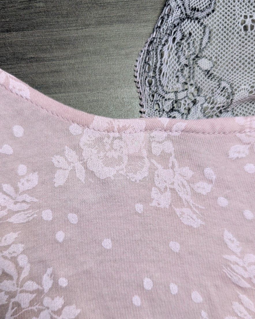 Free People Free People Floral Pink Tank Top Beaded Collar Lace Straps Size XS / US 0-2 / IT 36-38 - 4 Thumbnail