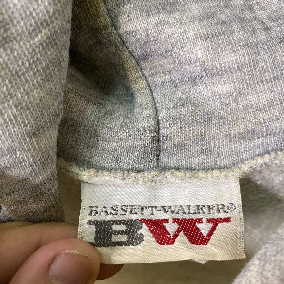 Vintage Vintage 1980s Basset Walker Grey Blank Hoodie Made in USA Size US L / EU 52-54 / 3 - 3 Thumbnail