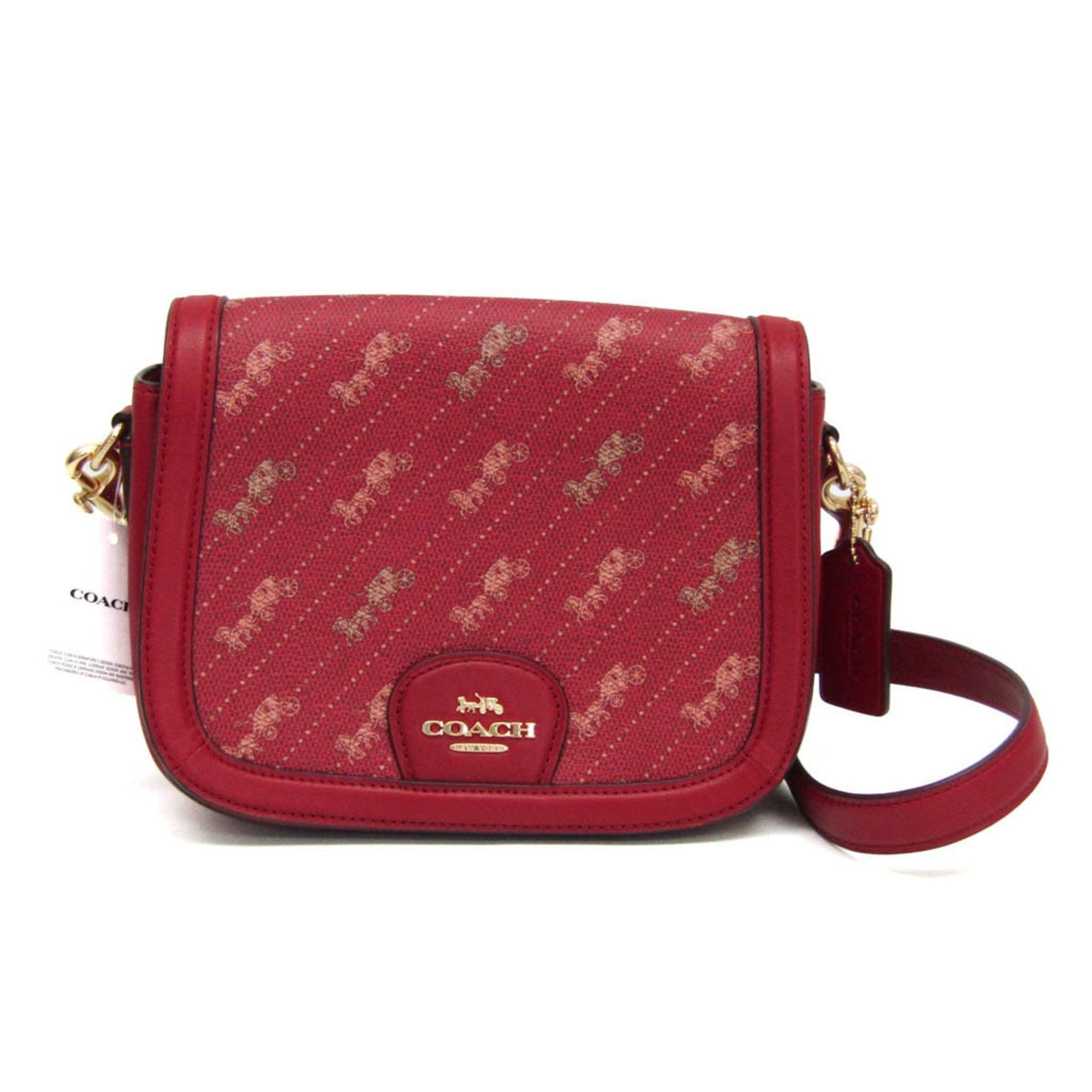 image of Coach Horse And Carriage Print C4059 Men's Leather,pvc Shoulder Bag Pink,red Color