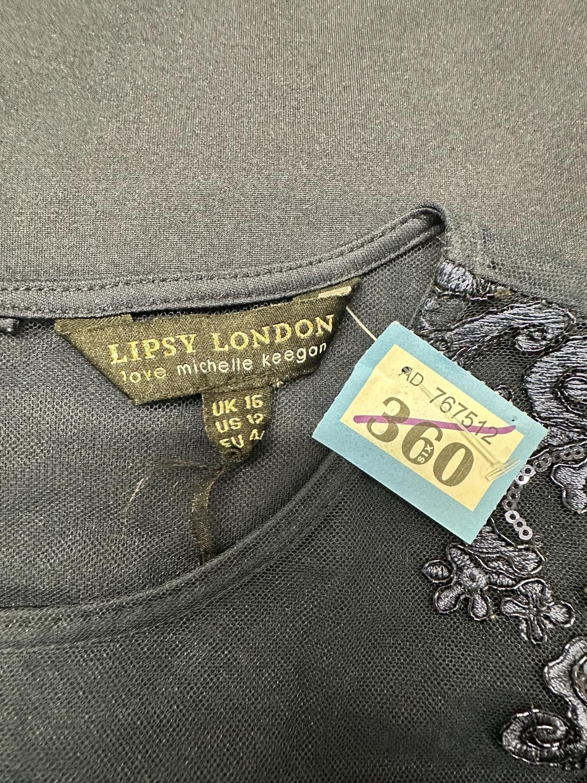 Other Lipsy London Navy Blue Embroidered Mesh Dress UK 16 Size XL / US 12-14 / IT 48-50 - 2 Thumbnail