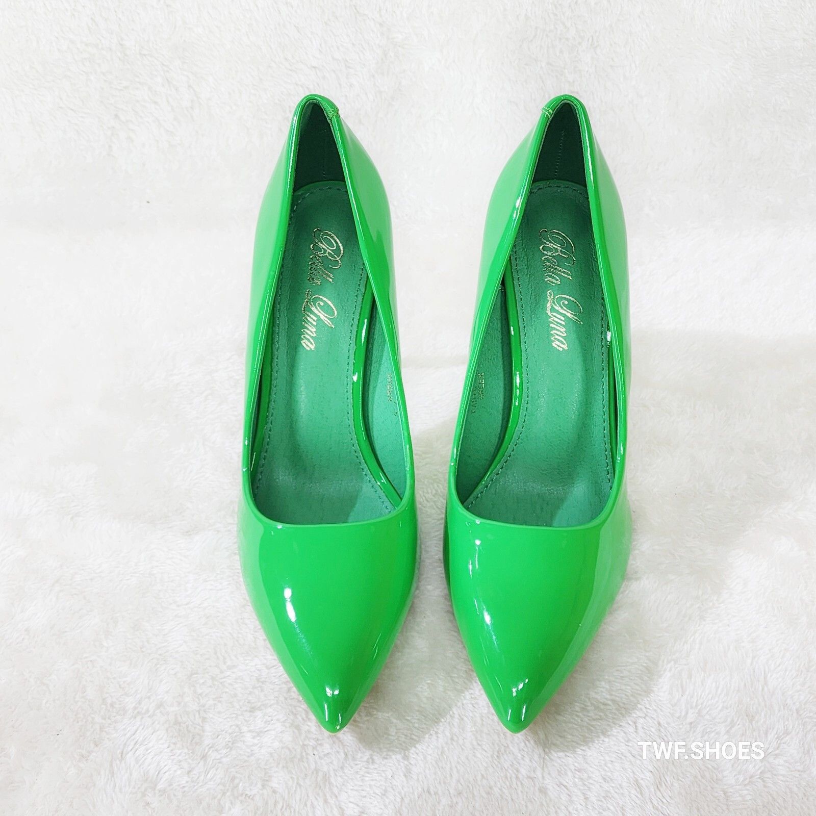 Other Fabio Glossy Green Patent High Heel Shoes Pointy Toe Pump 5. Size US 5.5 / IT 35.5 - 5 Thumbnail