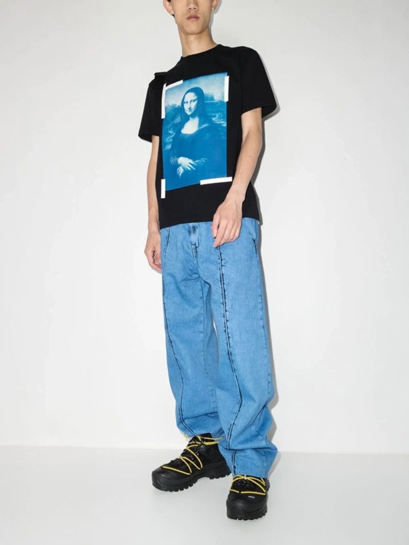 Off-White Black and Blue Mona Lisa Logo T-Shirt Size US XXS / EU 40 - 2 Thumbnail