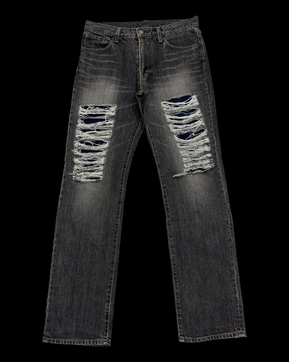 Hysteric Glamour × If Six Was Nine × Le Grande Bleu (L.G.B.) 💥Rare💥Sick Ripped Style 90s Blue Way Distress Jean Size US 33 - 7 Thumbnail