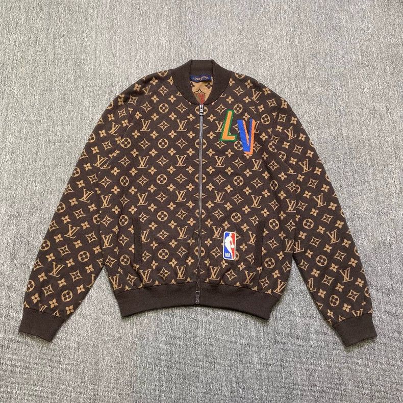 Louis Vuitton LOUIS VUITTON Brown presbyopic full-print knit jacket Size US XL / EU 56 / 4 - 1 Thumbnail