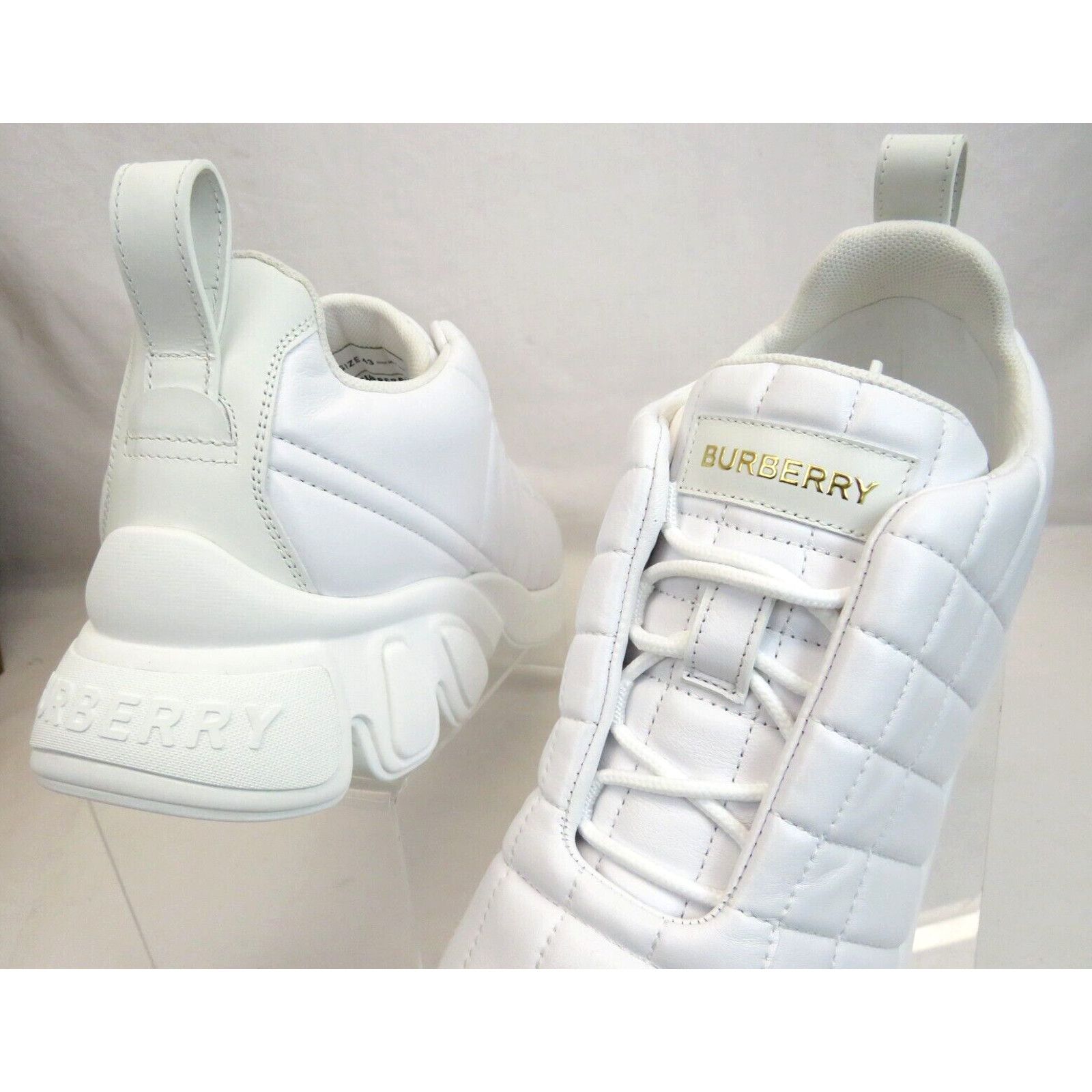 Burberry AXBURTON WHITE CHECK QUILTED LEATHER LOGO SNEAKERS 9 US 42 Size US 9 / EU 42 - 2 Thumbnail
