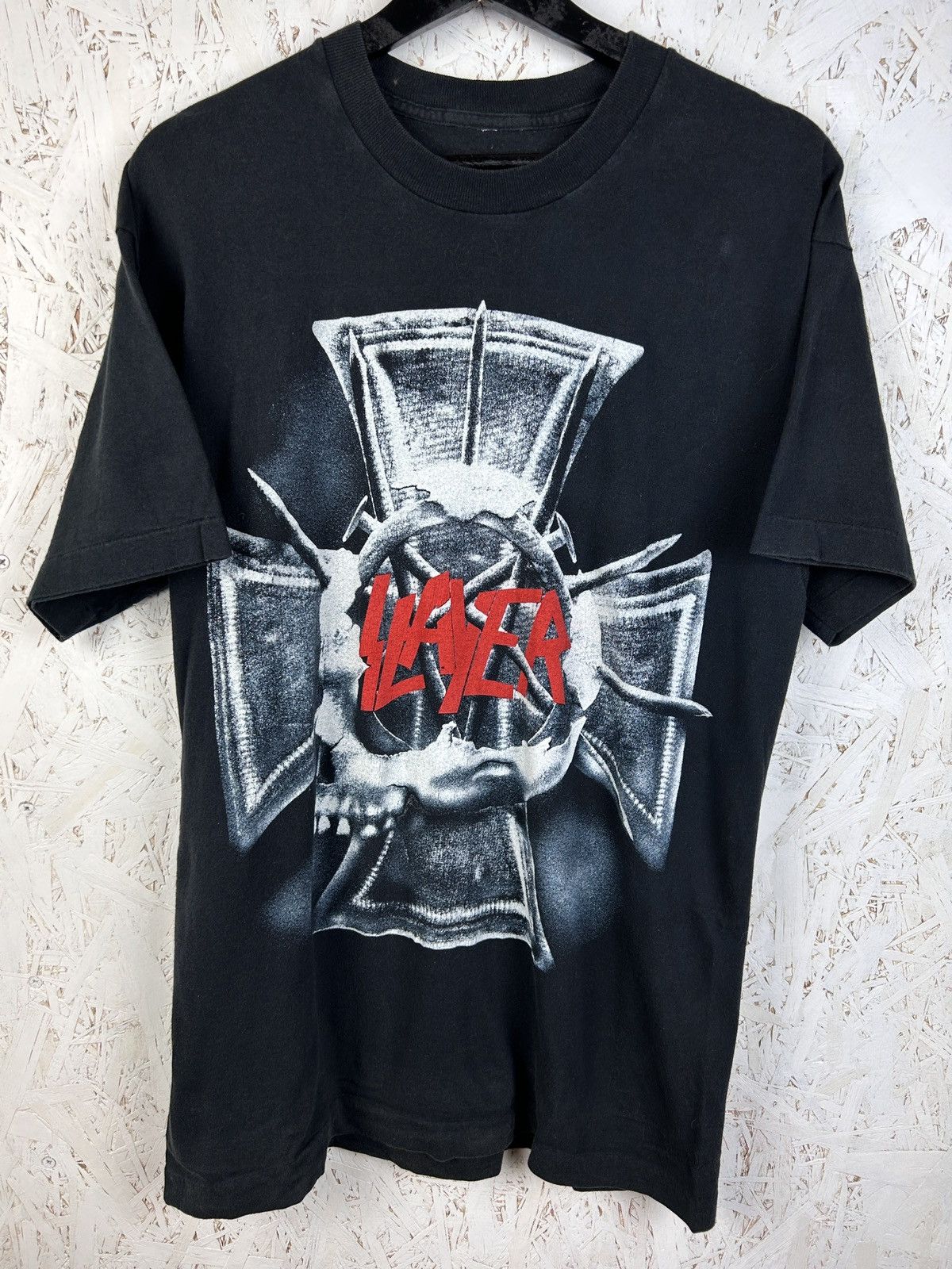 Band Tees 90s Vintage Slayer Double Sided Print Eagle Rare T-Shirt Size US XL / EU 56 / 4 - 1 Thumbnail