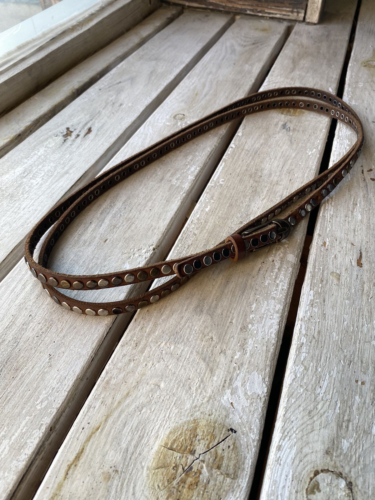 If Six Was Nine × Japanese Brand × Vintage Vintage Japanese Leather Punk Emo Rock Goth Y2K Drill belt Size ONE SIZE - 2 Thumbnail