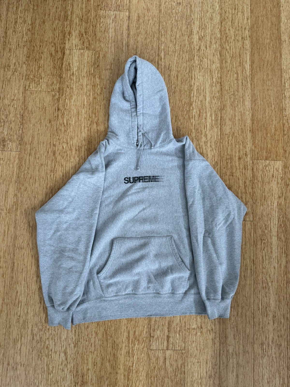 image of Supreme Motion Logo Hooded Sweatshirt in Grey, Men's (Size XL)