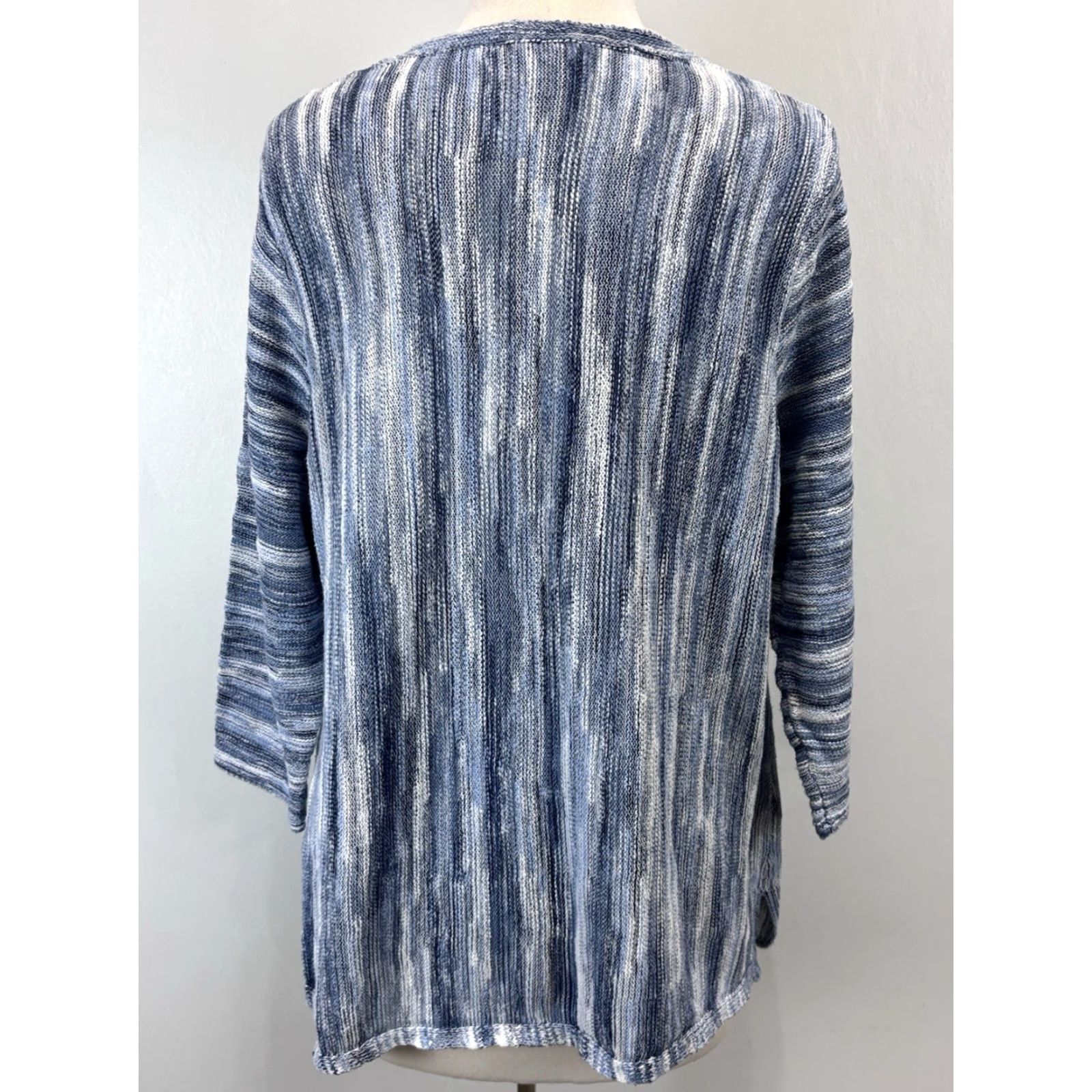 J. Jill J. Jill Space-Dyed Sweater Women XL Indigo Blue Striped Pullover Lightweight Casual Size XL / US 12-14 / IT 48-50 - 3 Thumbnail