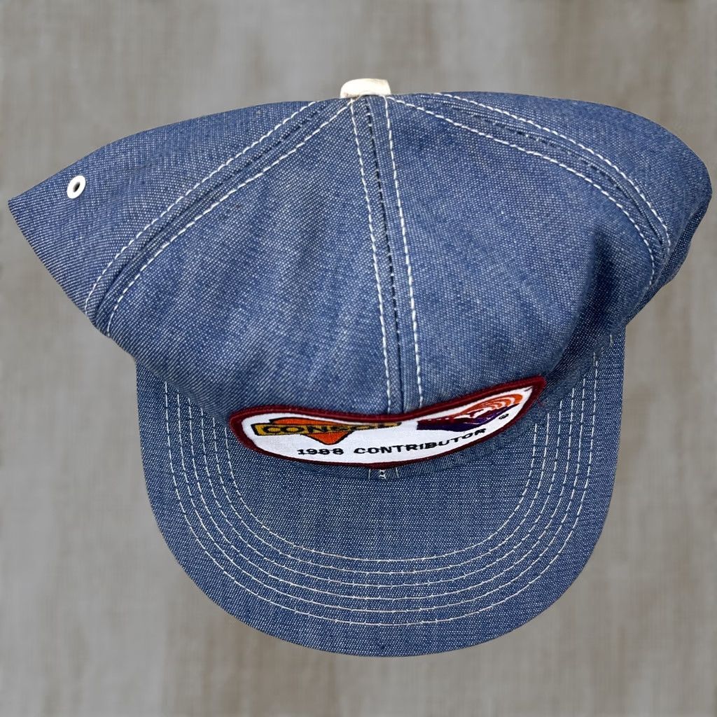 Vintage VINTAGE American Legend Trucker Hat Denim Made In USA Coal Mining 80s Patch United Way J Blue One Size Adjustable Snapback Mens Hat Size ONE SIZE - 1 Thumbnail