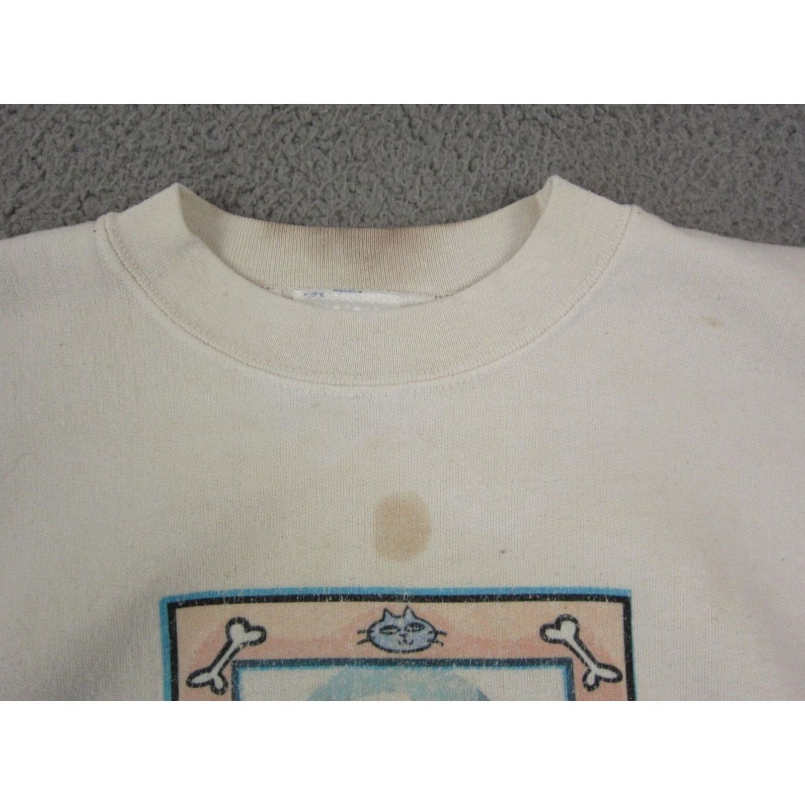Hanes VINTAGE Hanes Sweatshirt Mens XL White Dogs I Love My French 80s 90s Pullover Crew Neck Long Sleeve Cotton Polyester Jersey Shirt Size US XL / EU 56 / 4 - 3 Thumbnail