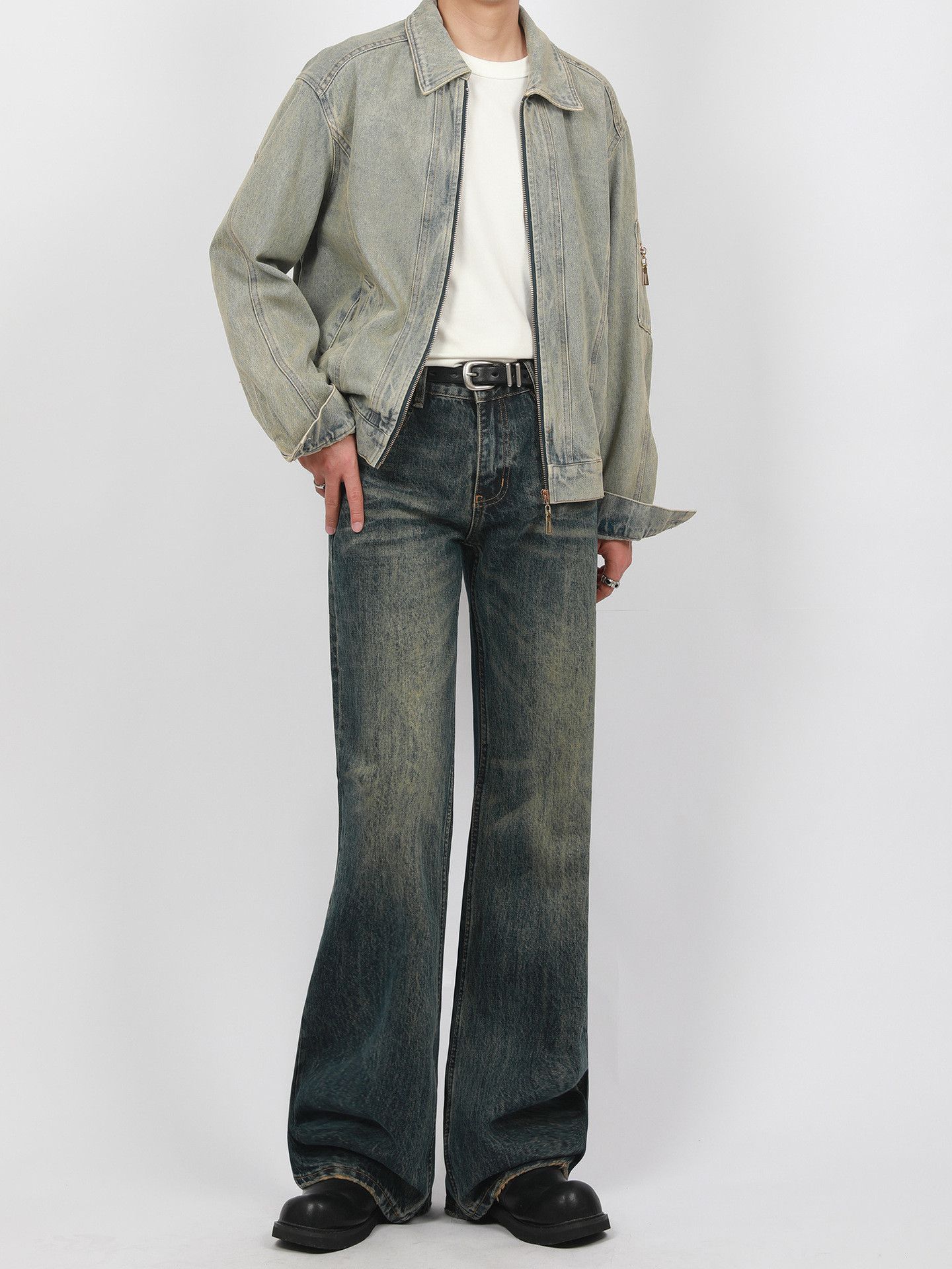 Vintage Men's Cleanfit Distressed Retro Flared Jeans Size US 32 / EU 48 - 4 Thumbnail