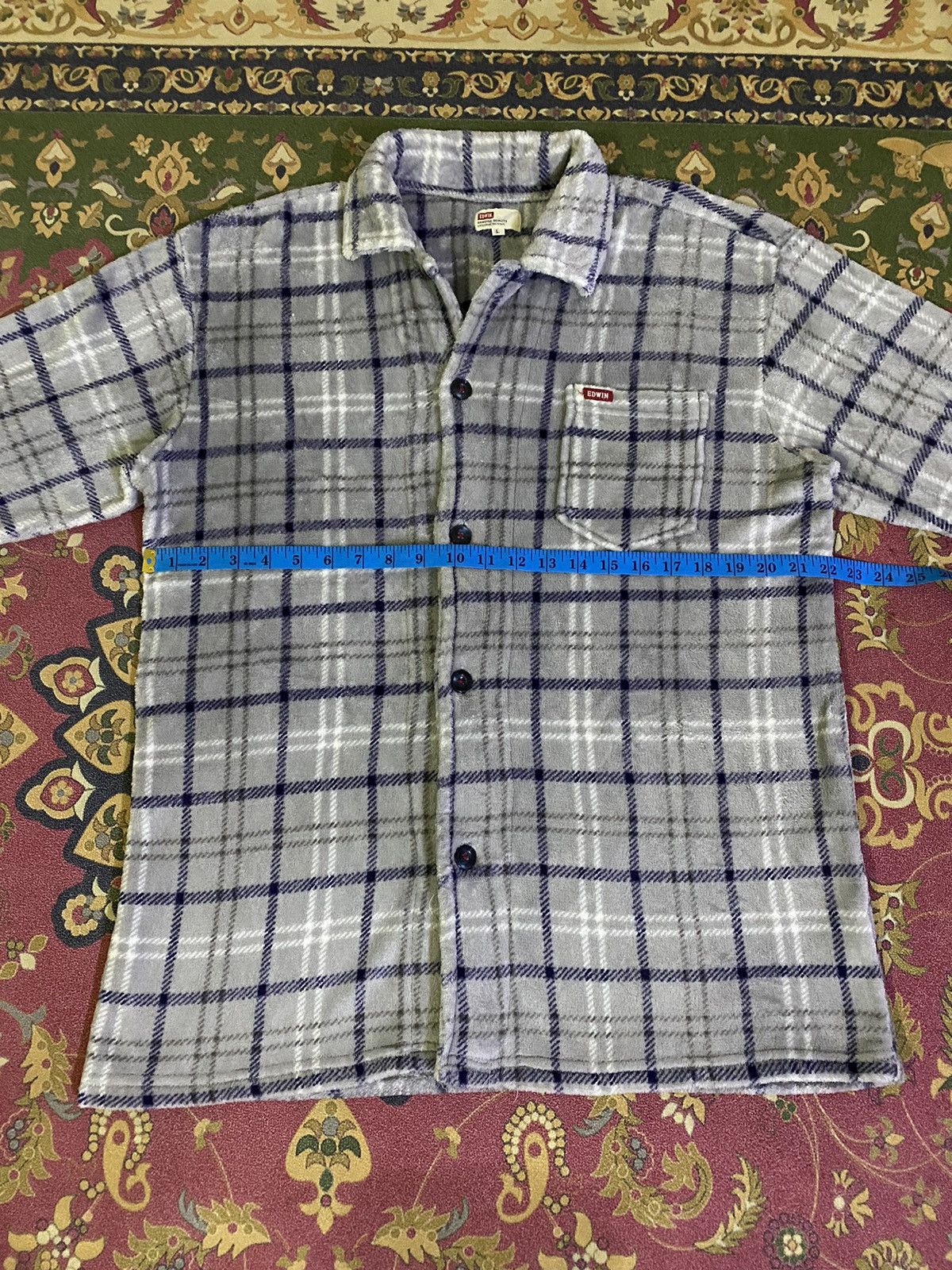 Edwin Vintage Edwin Single Pocket Button Up Flannel Fleece Size US L / EU 52-54 / 3 - 8 Thumbnail