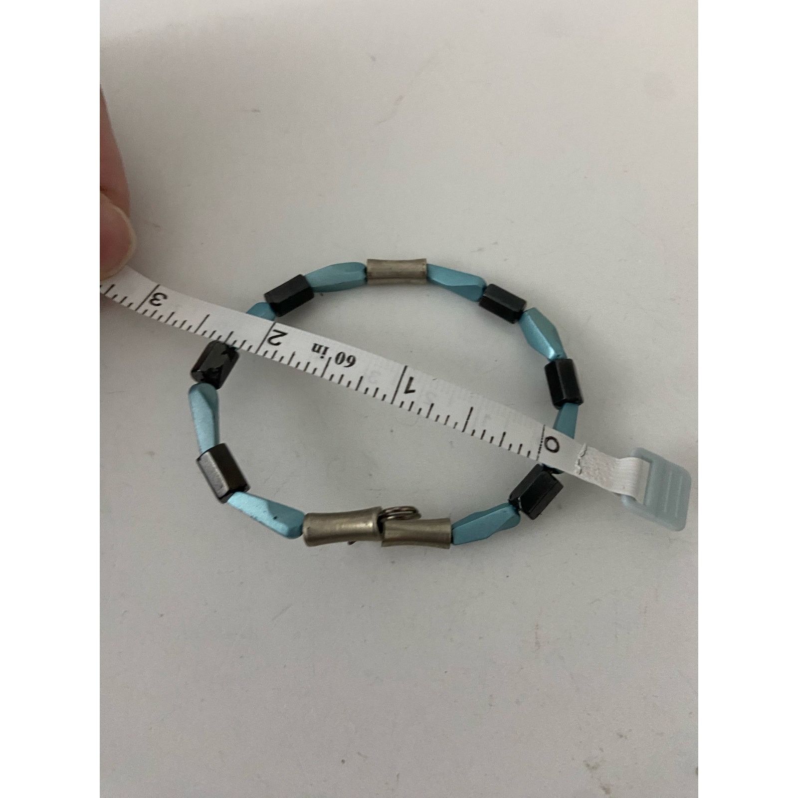 Other Handmade metallic blue gray and silver skinny cuff bracelet Size ONE SIZE - 4 Thumbnail