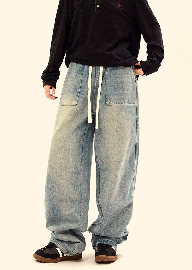 Vintage Men's high street style distressed retro loose washed jeans Size US 32 / EU 48 - 2 Thumbnail