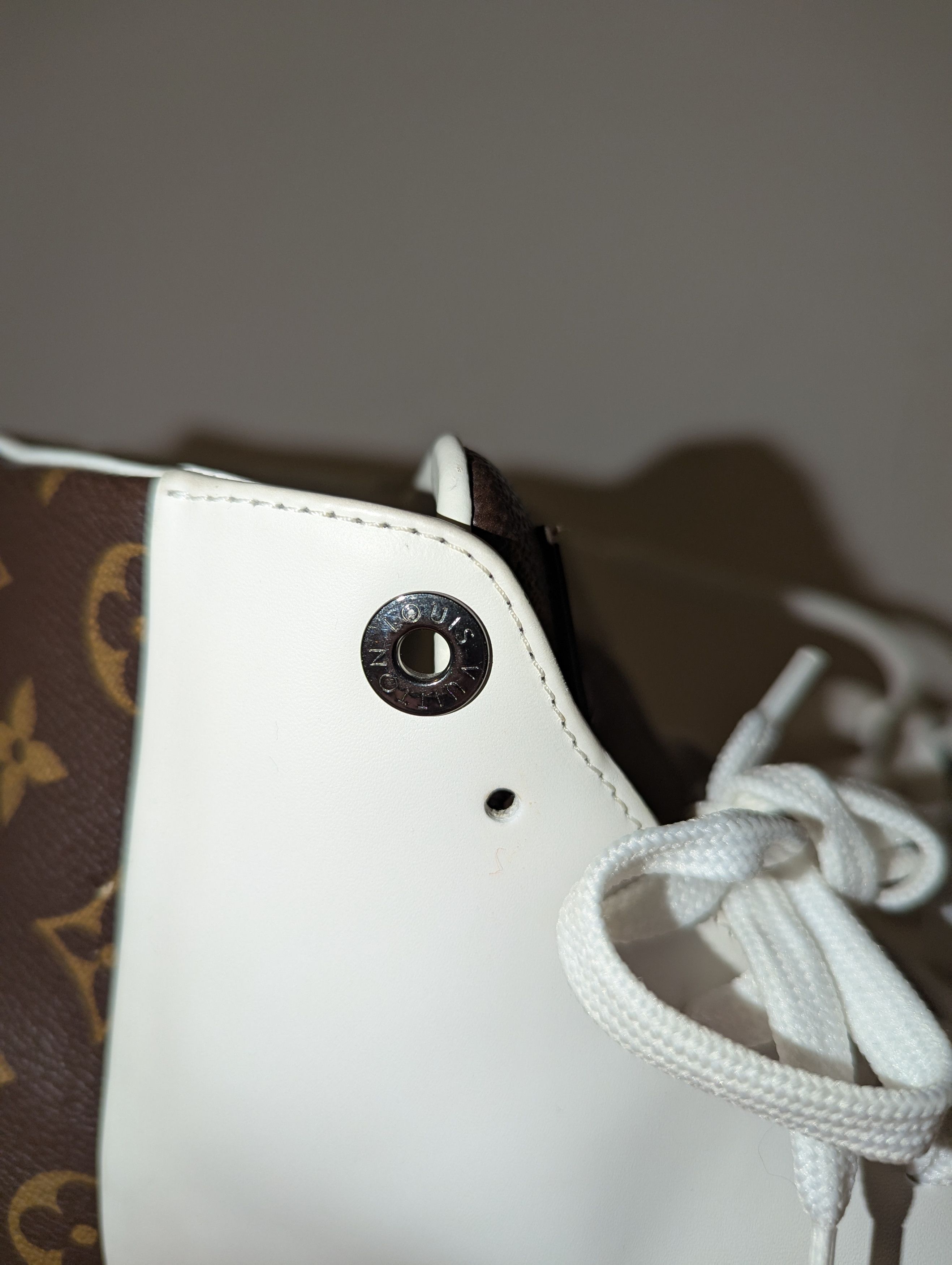 Louis Vuitton LOUIS VUITTON WHITE/BROWN MONOGRAM CANVAS+LEATHER HIGH TOP Size US 7.5 / EU 40-41 - 5 Thumbnail