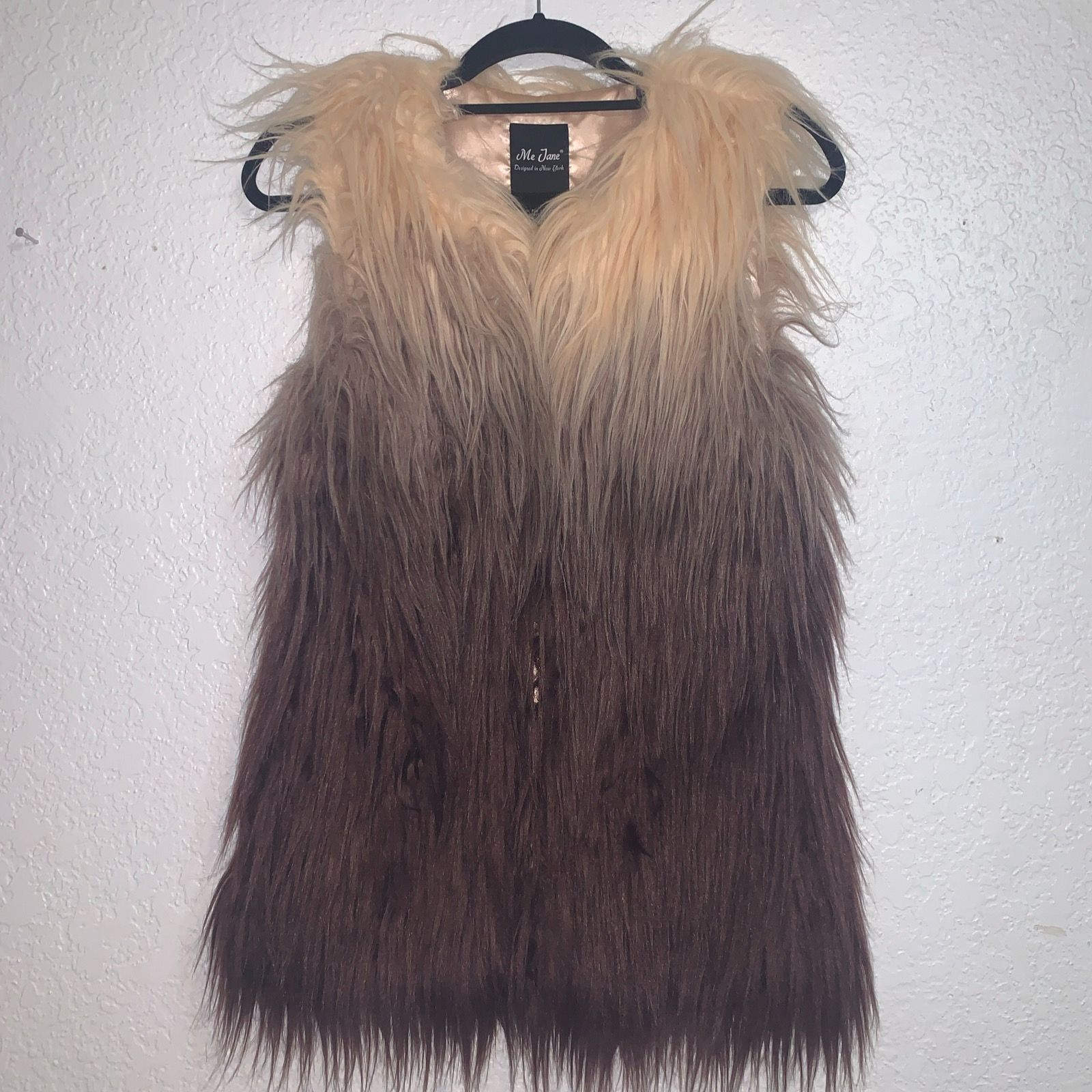 Vintage Me Jane "Almost Famous" Style Ombre' Faux Fur Vest Satin Lin Size M / US 6-8 / IT 42-44 - 5 Thumbnail