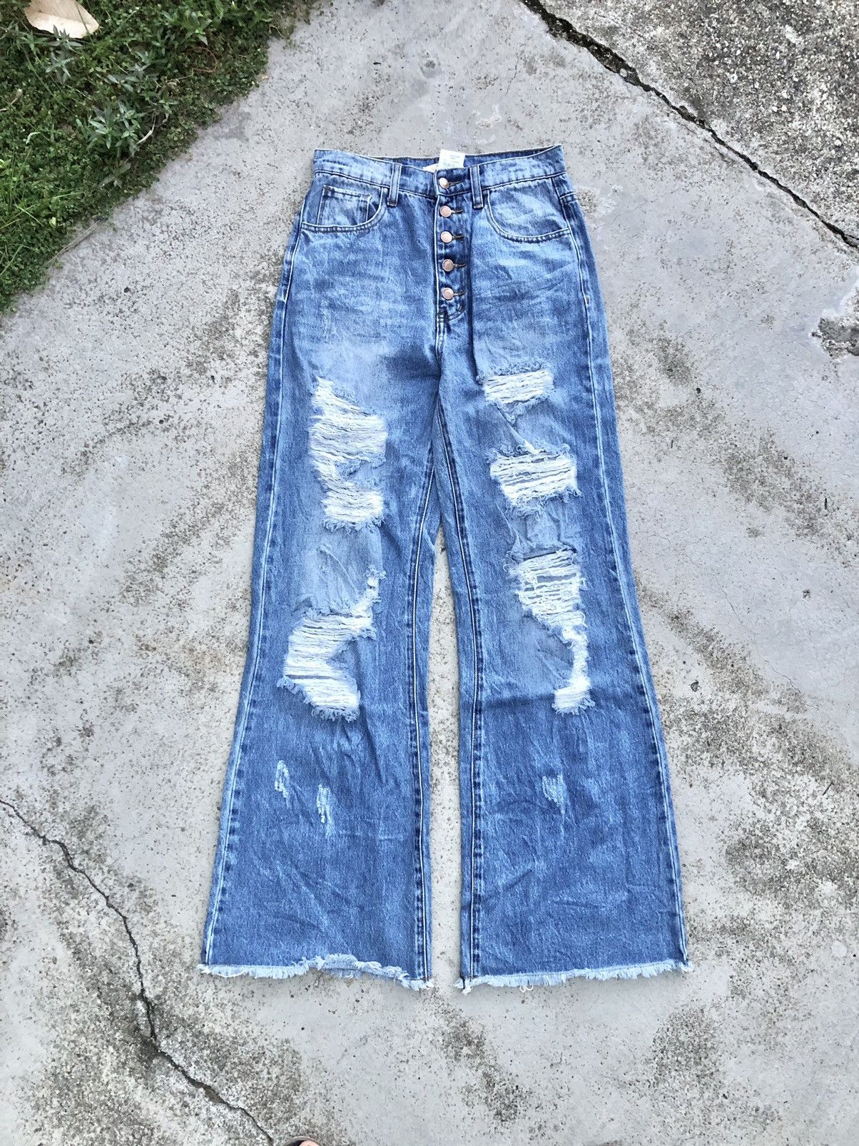 FLARED DISTRESSED DENIM BY VIBRANT M.I.U