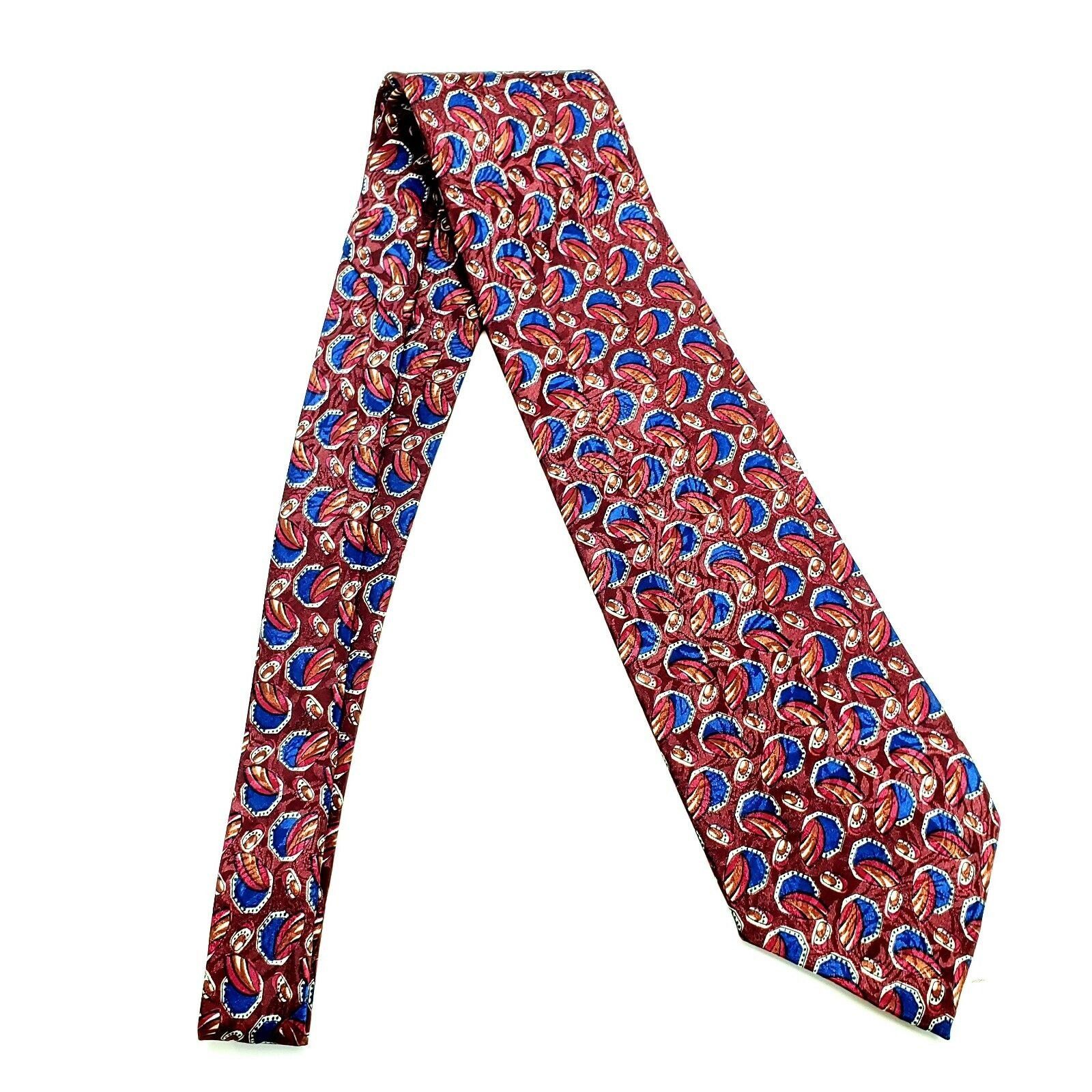 Christian Dior Monsieur Christian Dior Monsieur Polyester Tie Red Blue Abstract Geom Size ONE SIZE - 6 Thumbnail