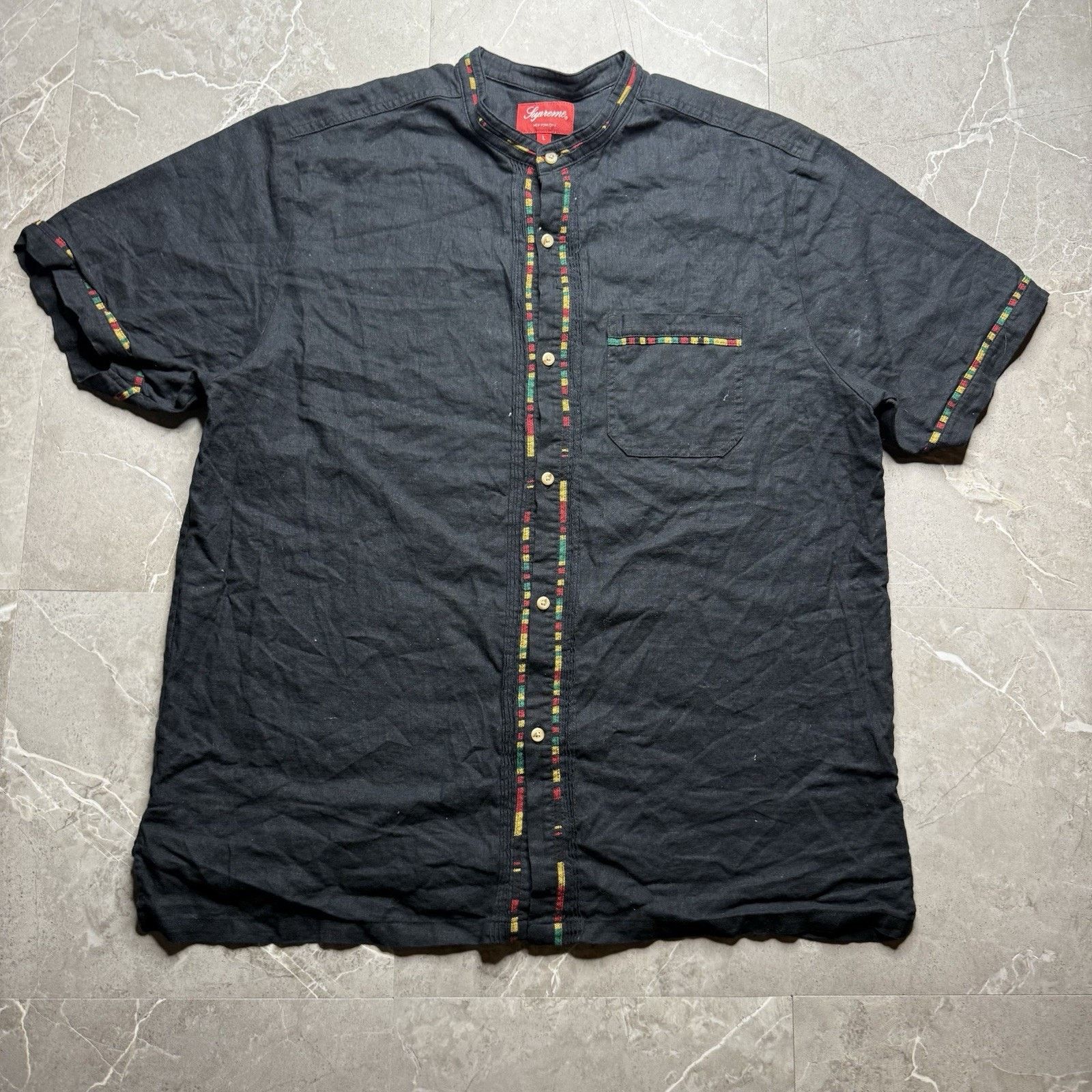 Supreme SS18 Supreme Band Collar Shirt L Large Black Button Up Size US L / EU 52-54 / 3 - 2 Thumbnail