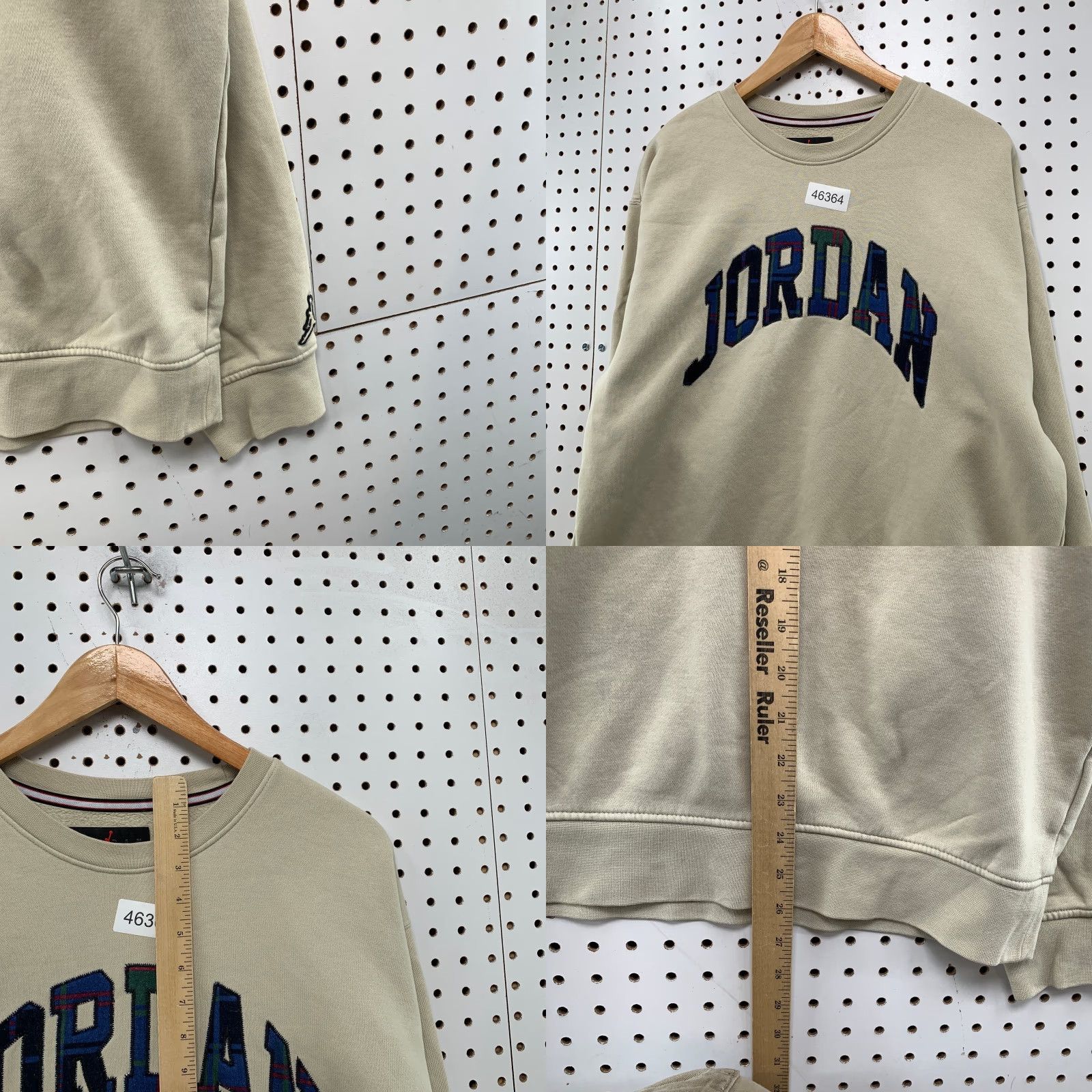 Jordan Brand Jordan Sweatshirt Mens Large Beige Spell Out Embroidered Fleece Crewneck Pullover Size US L / EU 52-54 / 3 - 8 Thumbnail