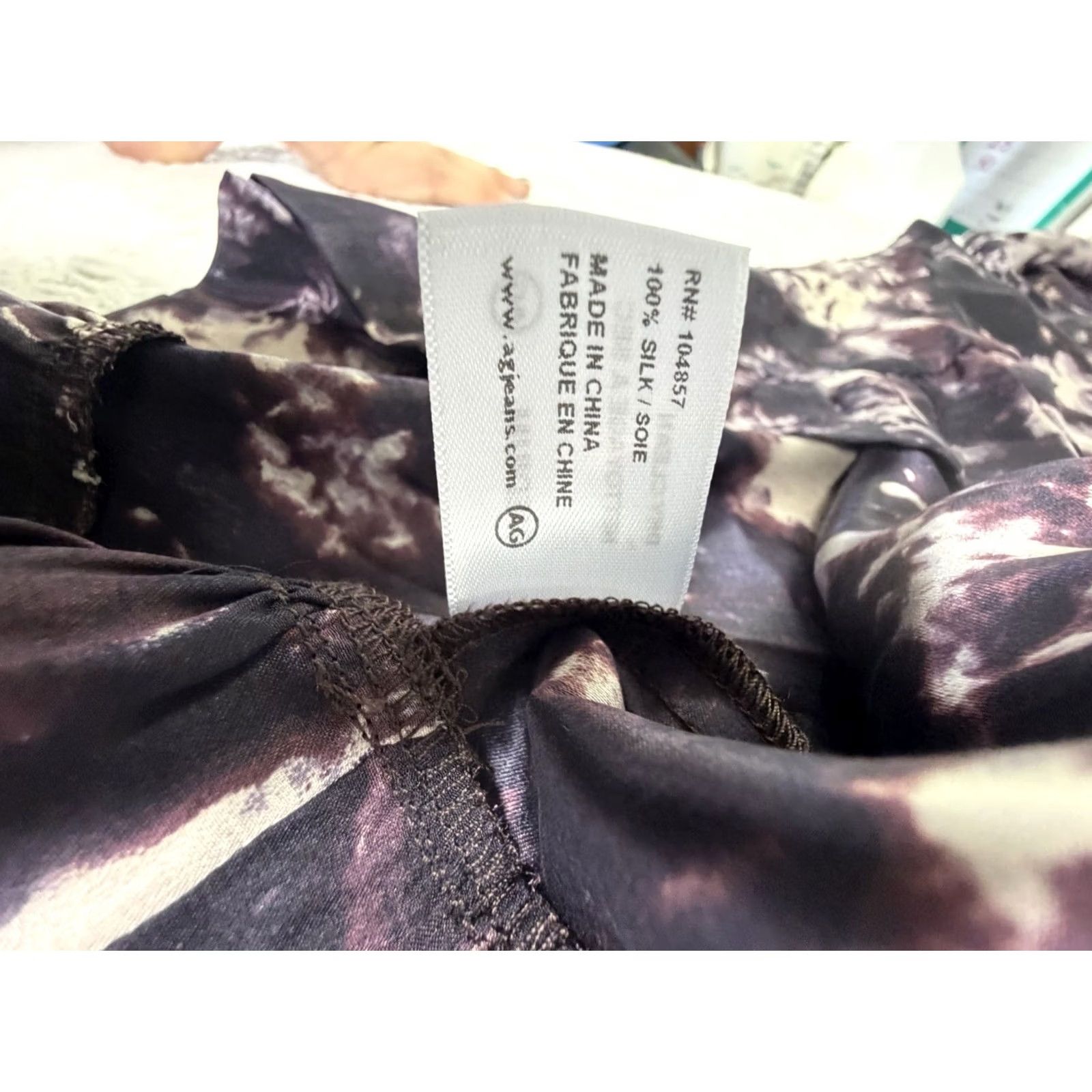 Vintage AG Adriano Goldschmied 100% Silk Tie Dye Ruffle Blouse - Plum/Purple M Women Shirt Size M / US 6-8 / IT 42-44 - 6 Thumbnail