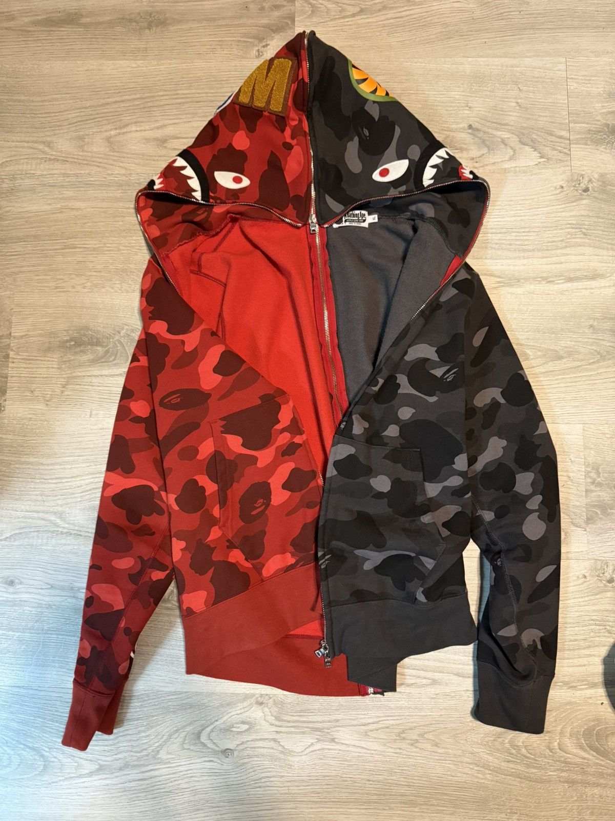 Bape bape camo split hoodie red black Size US XL / EU 56 / 4 - 6 Thumbnail