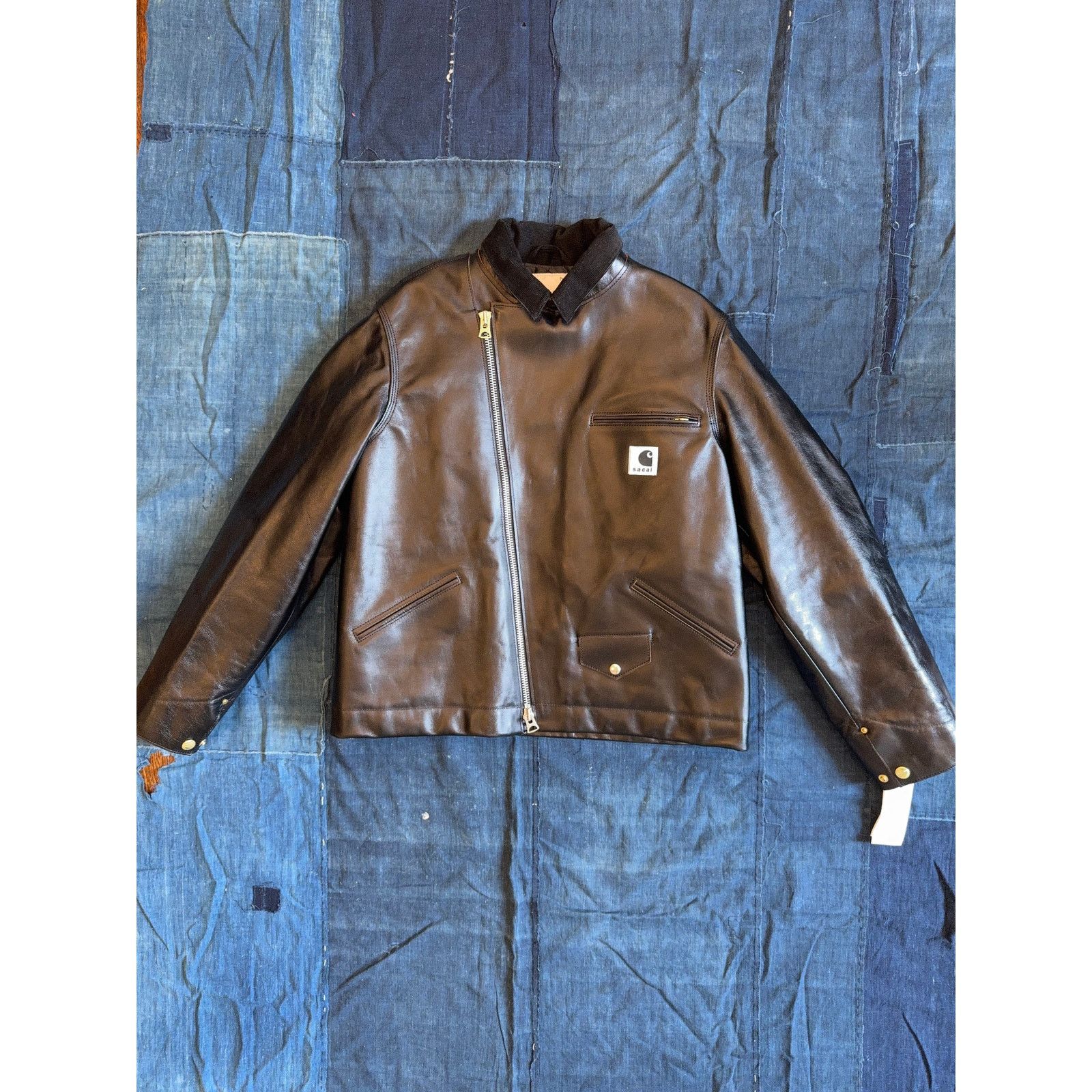 $3,775 FW25 Sacai x Carhartt WIP Leather Motorcycle Jacket 4