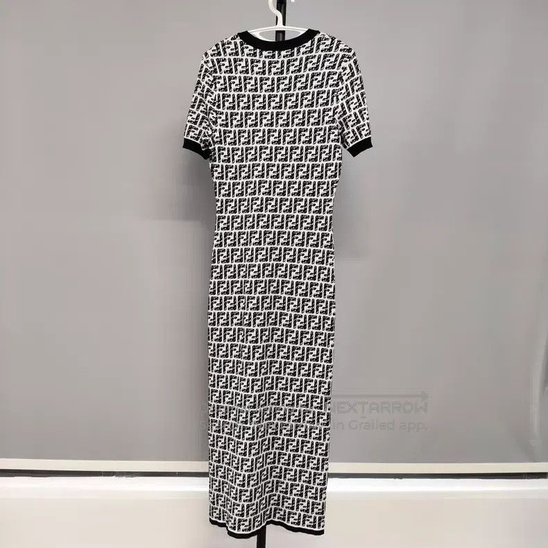 Fendi Fendi Black and White Monogram Printed Logo Knit Elastic D Size XS / US 0-2 / IT 36-38 - 2 Thumbnail