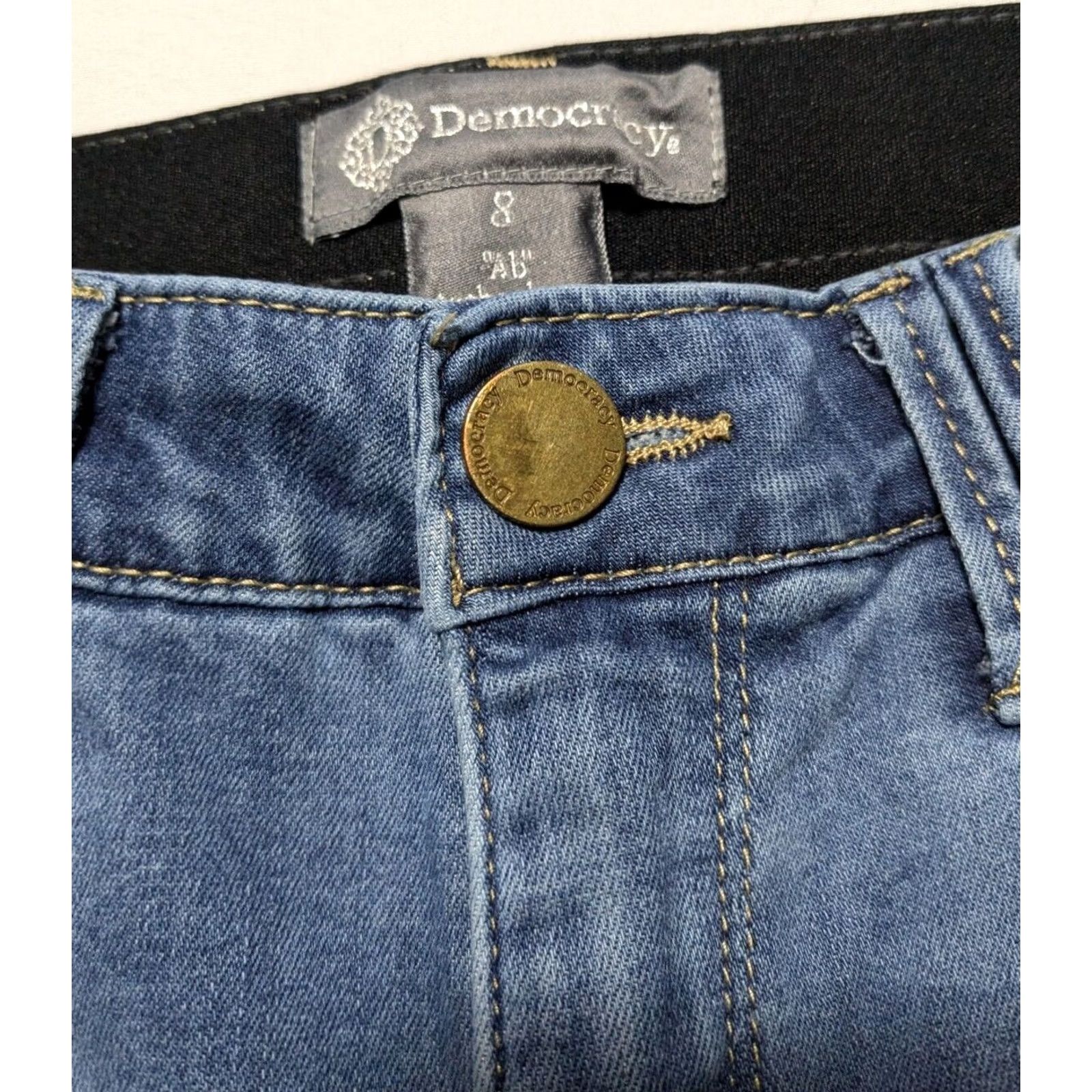 Vintage DEMOCRACY AB' TECHNOLOGY Women Size 8 Cutout Hem Lyocell Stretch Denim Jeans Shirt? Size 30" / US 8 / IT 44 - 5 Thumbnail