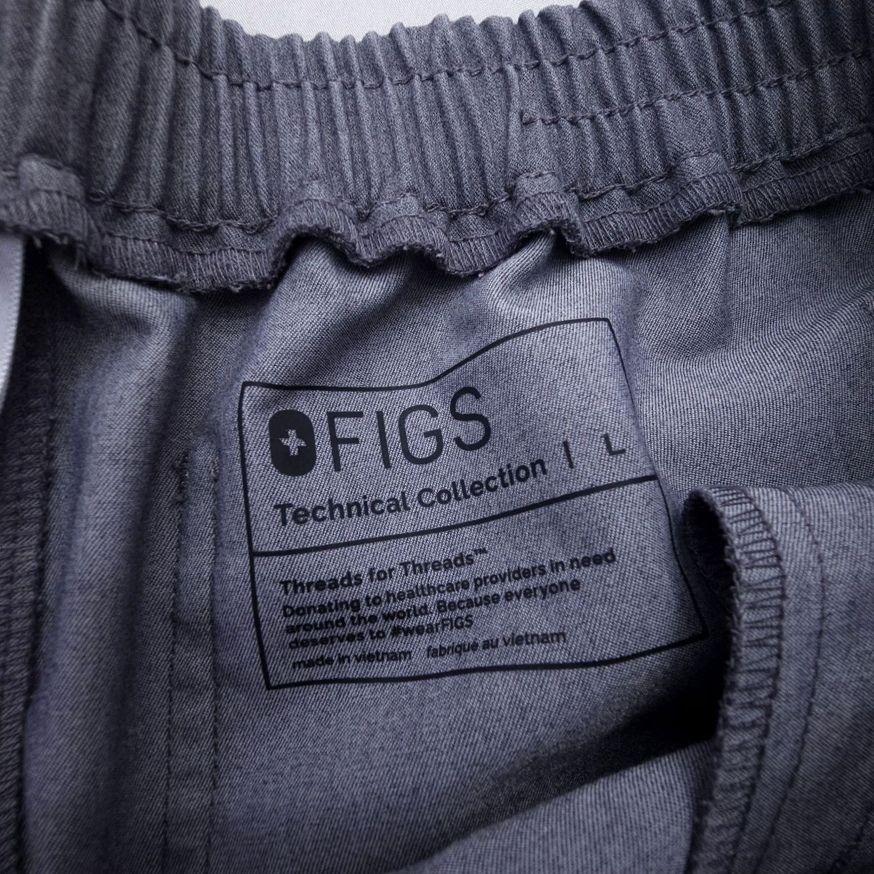 Vintage Figs Yola Skinny Scrub Pants Womens Large Graphite Elastic Waistband Nursing Size 36" / US 14 / IT 50 - 3 Thumbnail