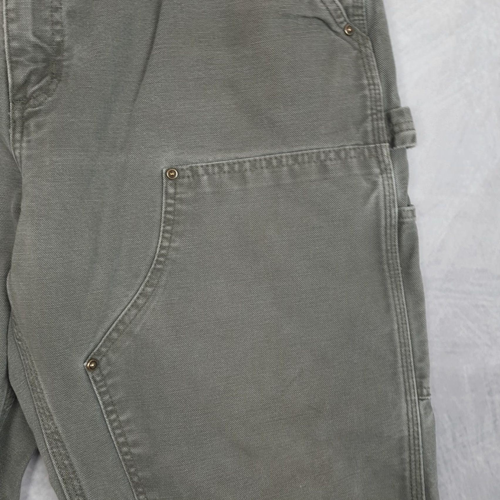 Carhartt VINTAGE Carhartt Pants Mens 35 Green Canvas Original Dungaree Fit Workwear Carpenter Straight Leg Pockets Size US 35 - 5 Thumbnail