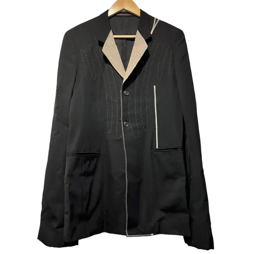 image of Yohji Yamamoto Por Homme 93Aw Design Stitch Tailored Jacket in Black, Men's (Size Medium)