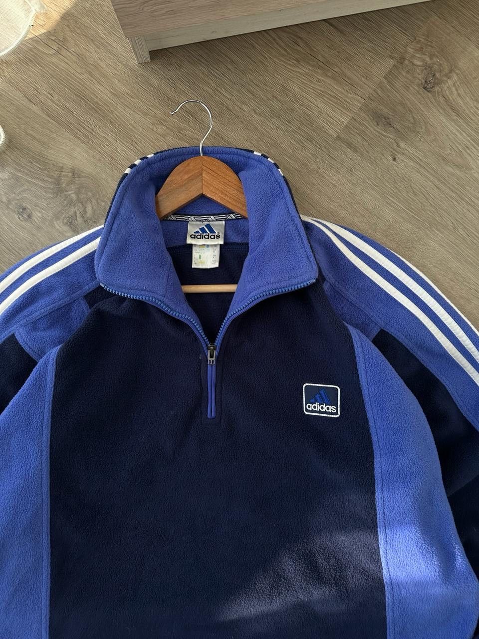 Adidas × Vintage Vintage Adidas 1/4 zip fleece blue hoodie Size US M / EU 48-50 / 2 - 14 Thumbnail