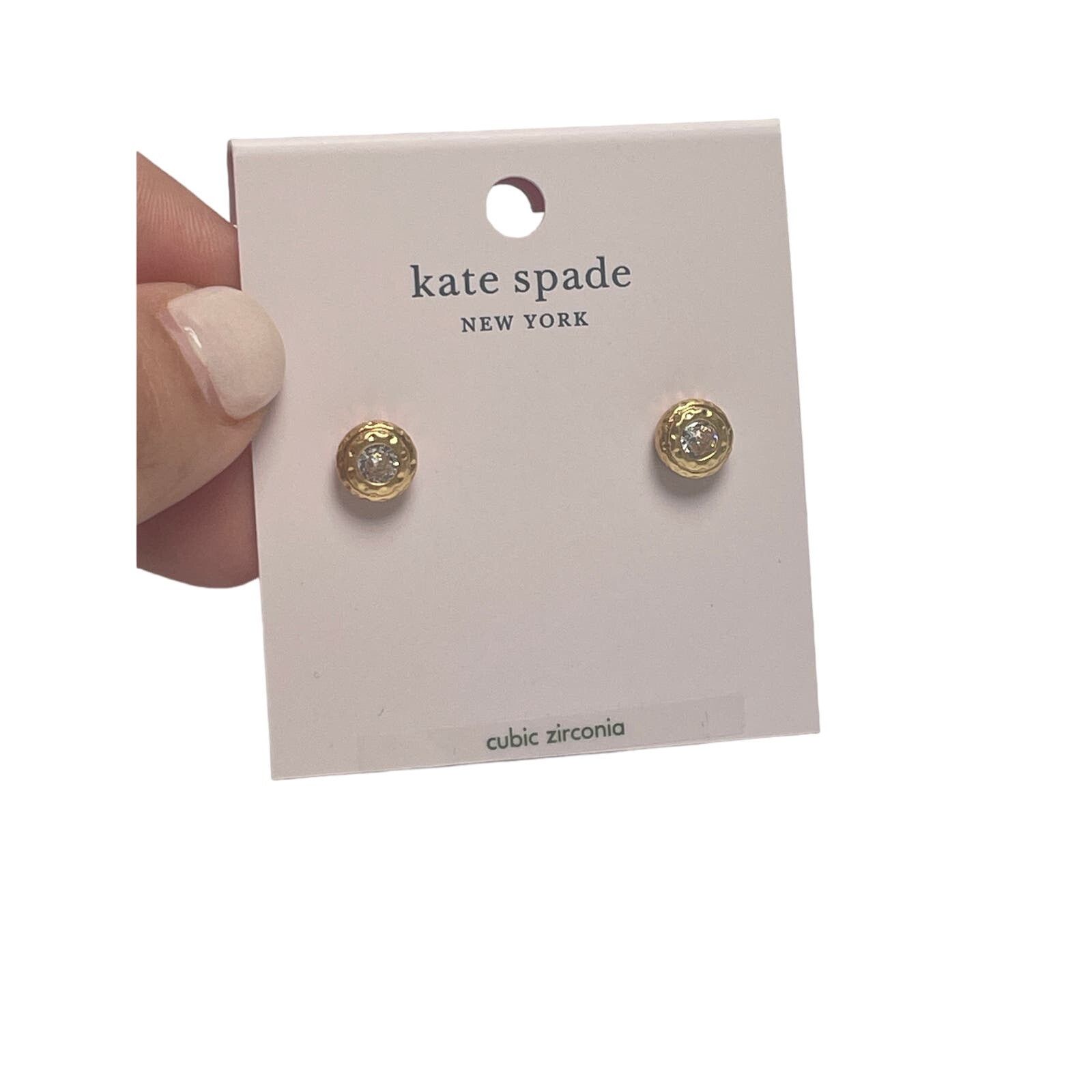 Kate Spade kate spade new york bezel cz hammered round stud earrings Size ONE SIZE - 3 Thumbnail